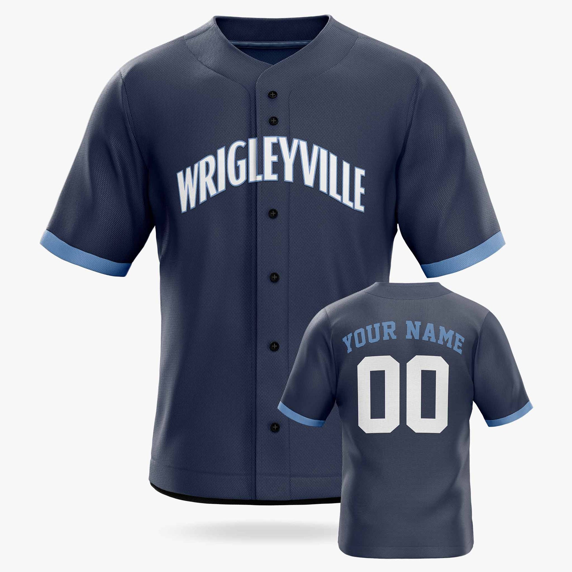Custom City Baseball Jersey - Chicago Wrigleyville Blue - Design Your Own
