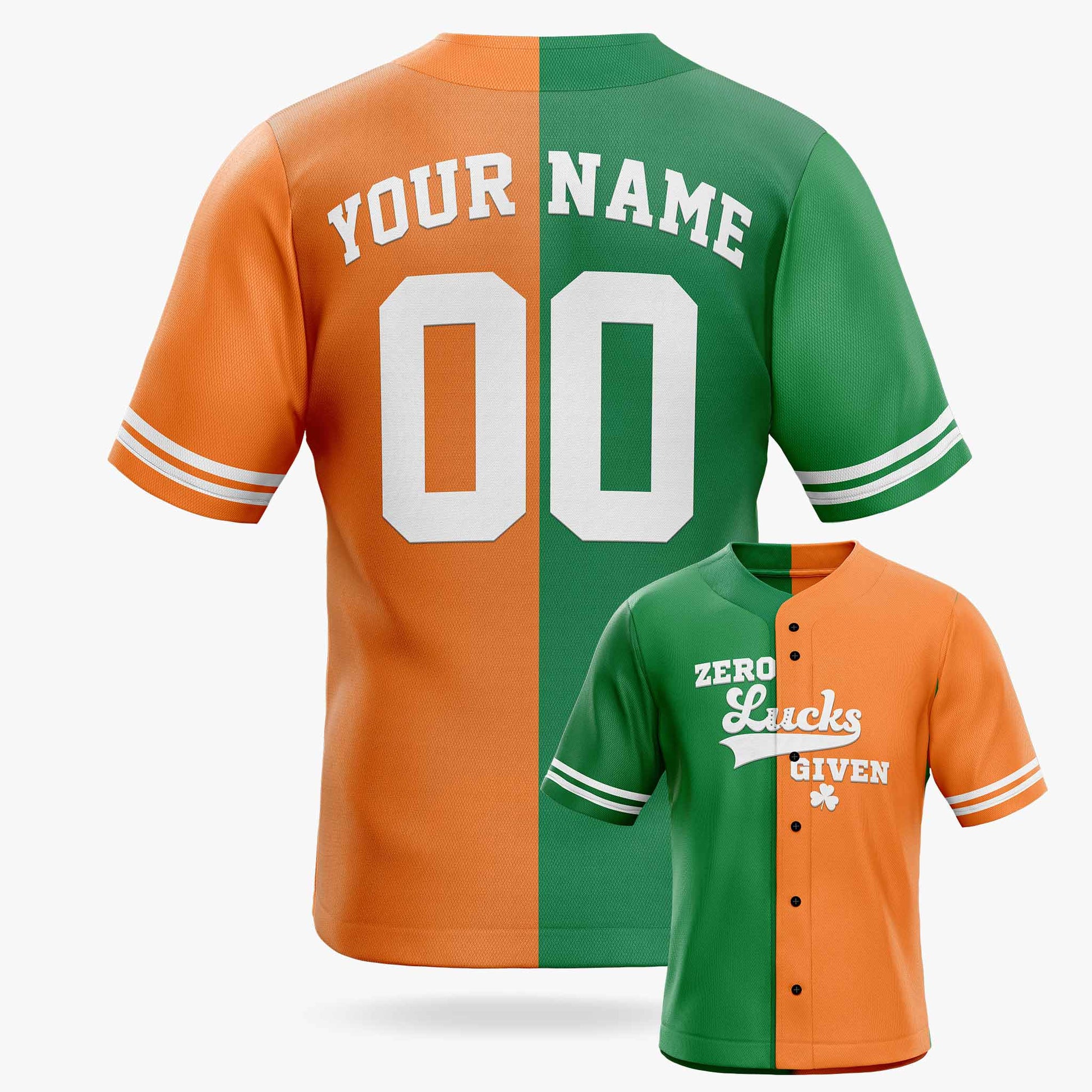 Custom St. Patrick's Day Baseball Jersey Zero Lucks Given - Design Your Own