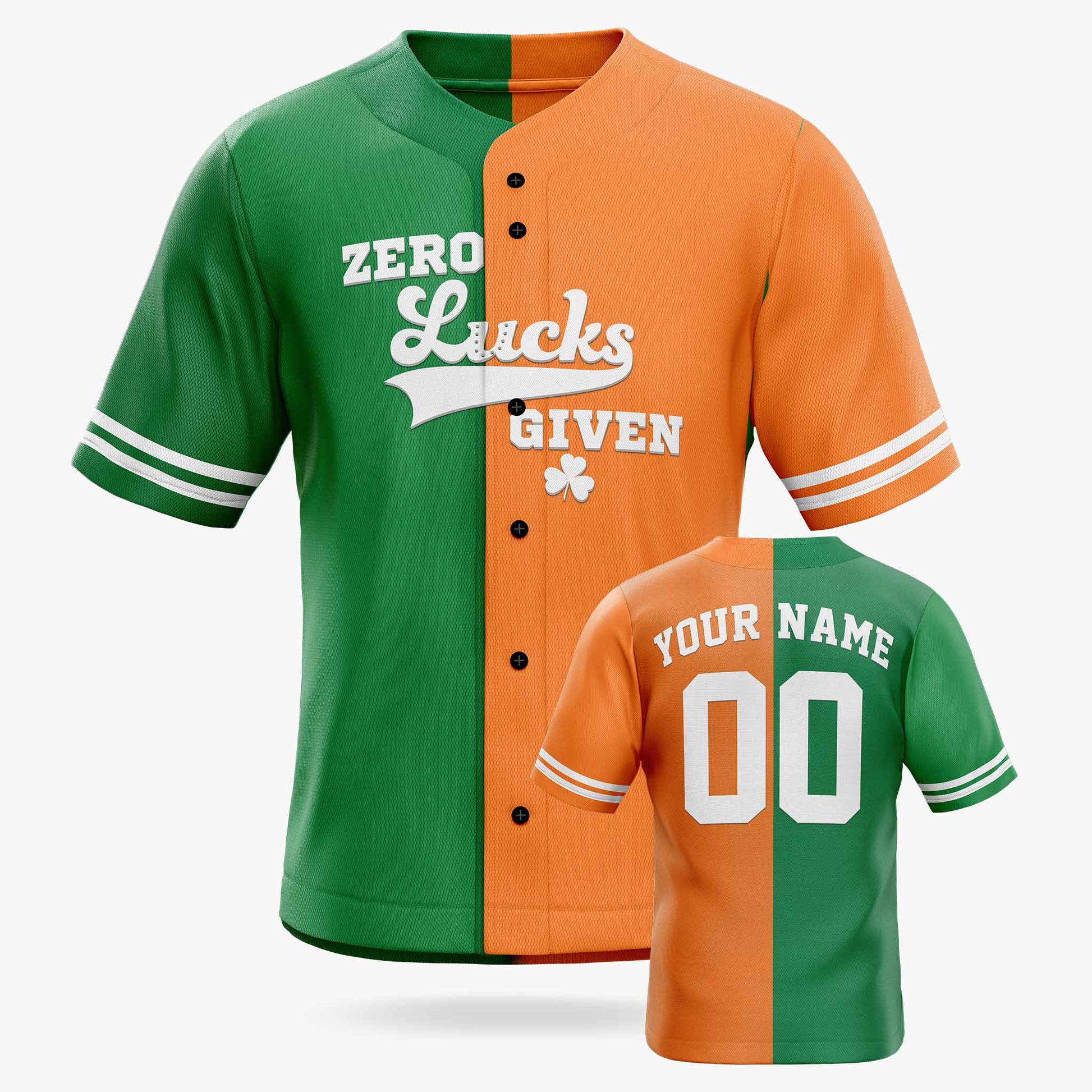 Custom St. Patrick's Day Baseball Jersey Zero Lucks Given - Design Your Own