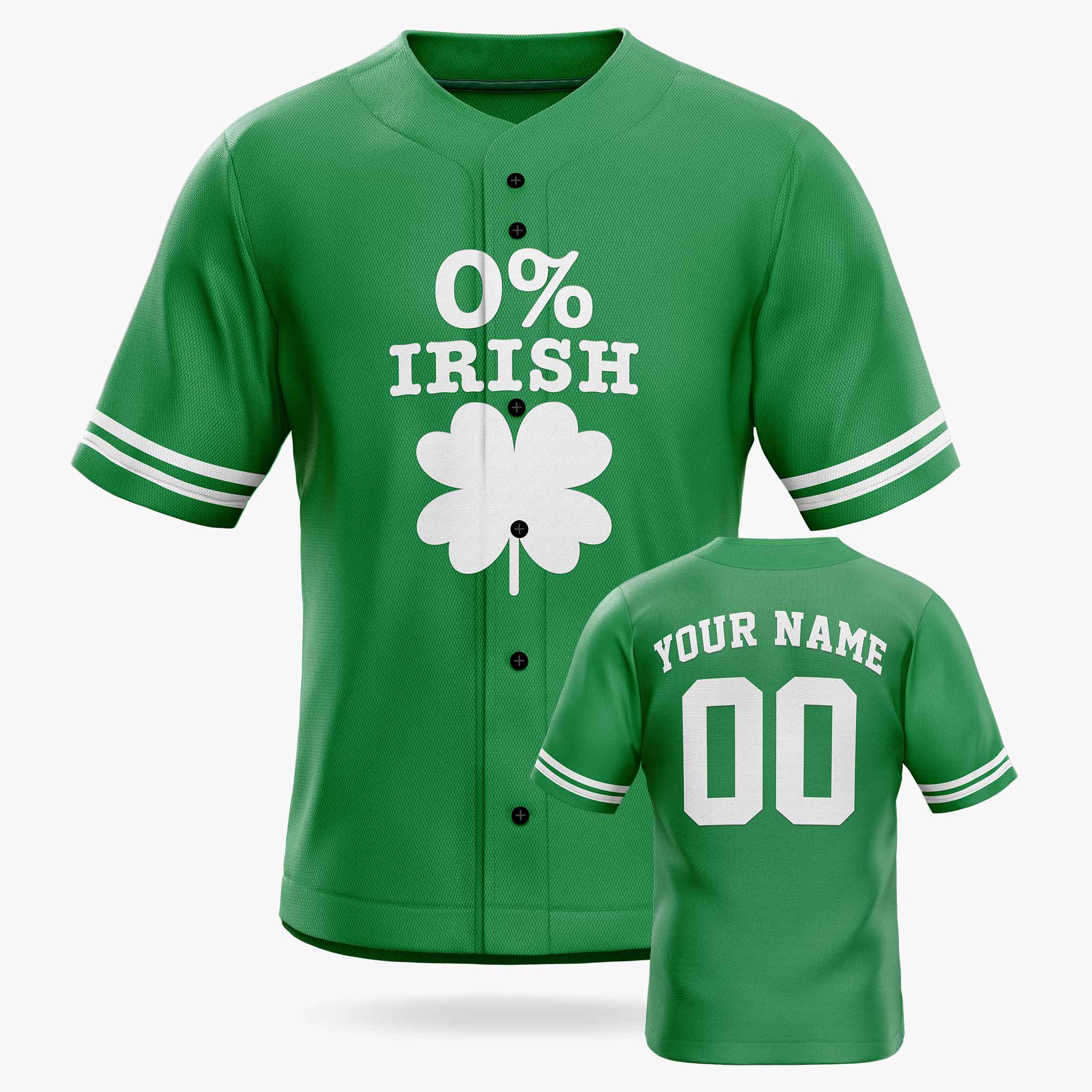 Custom St. Patrick's Day Baseball Jersey 0% Irish - Design Your Own