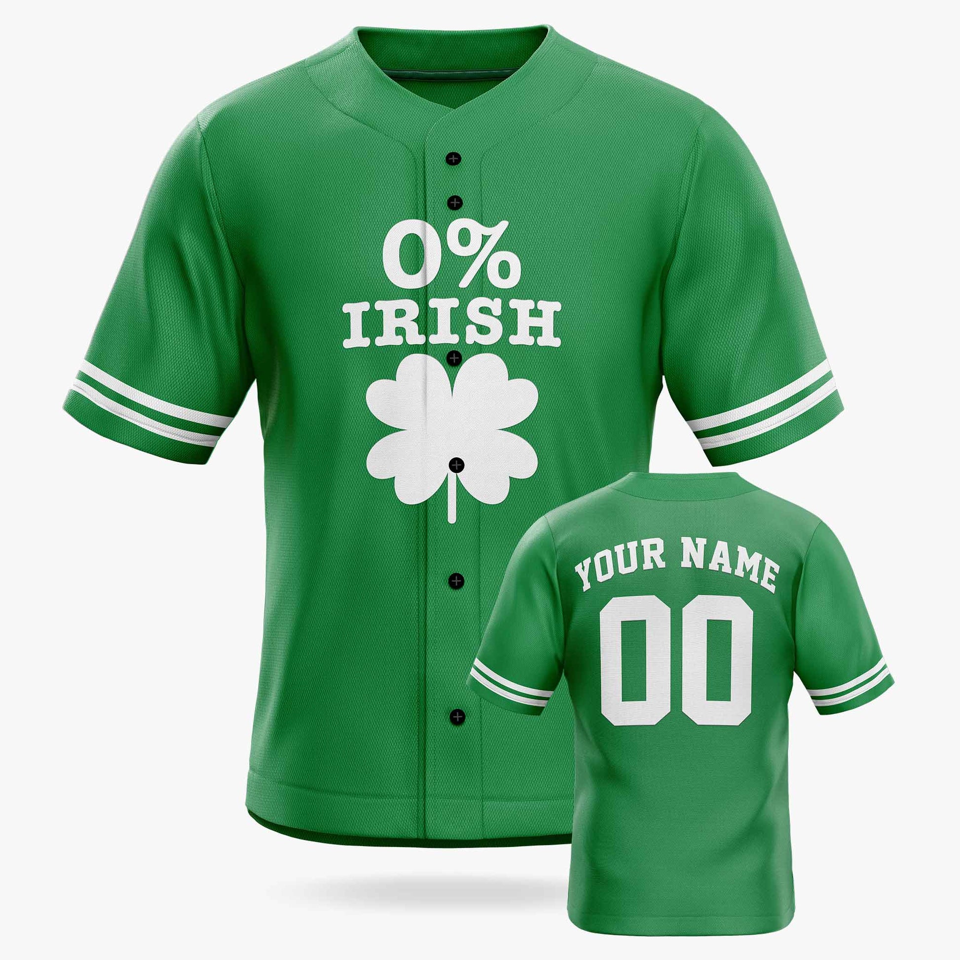 Custom St. Patrick's Day Baseball Jersey 0% Irish - Design Your Own