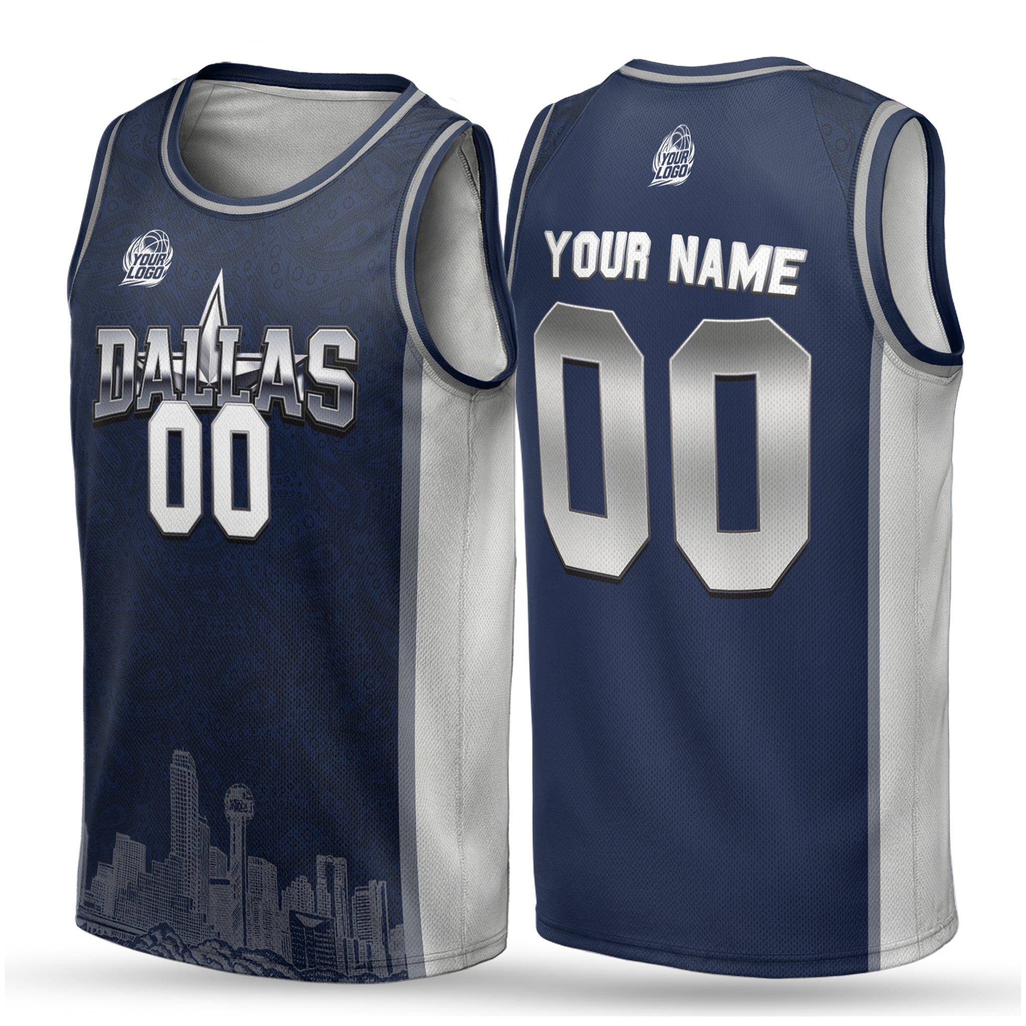 Custom City Basketball Jersey Dallas Design - Add Your Name and Number