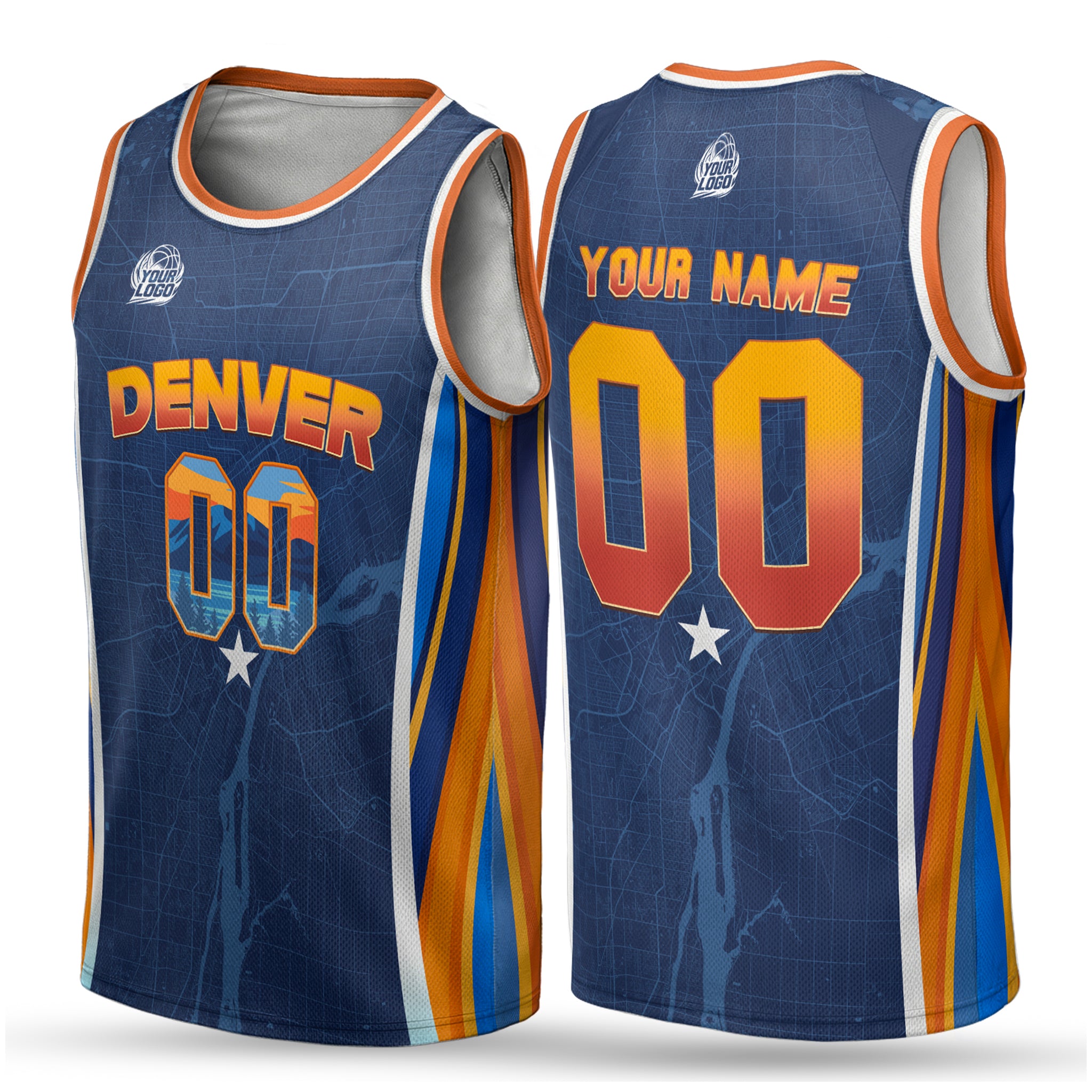 Custom City Basketball Jersey Denver Design - Add Your Name and Number