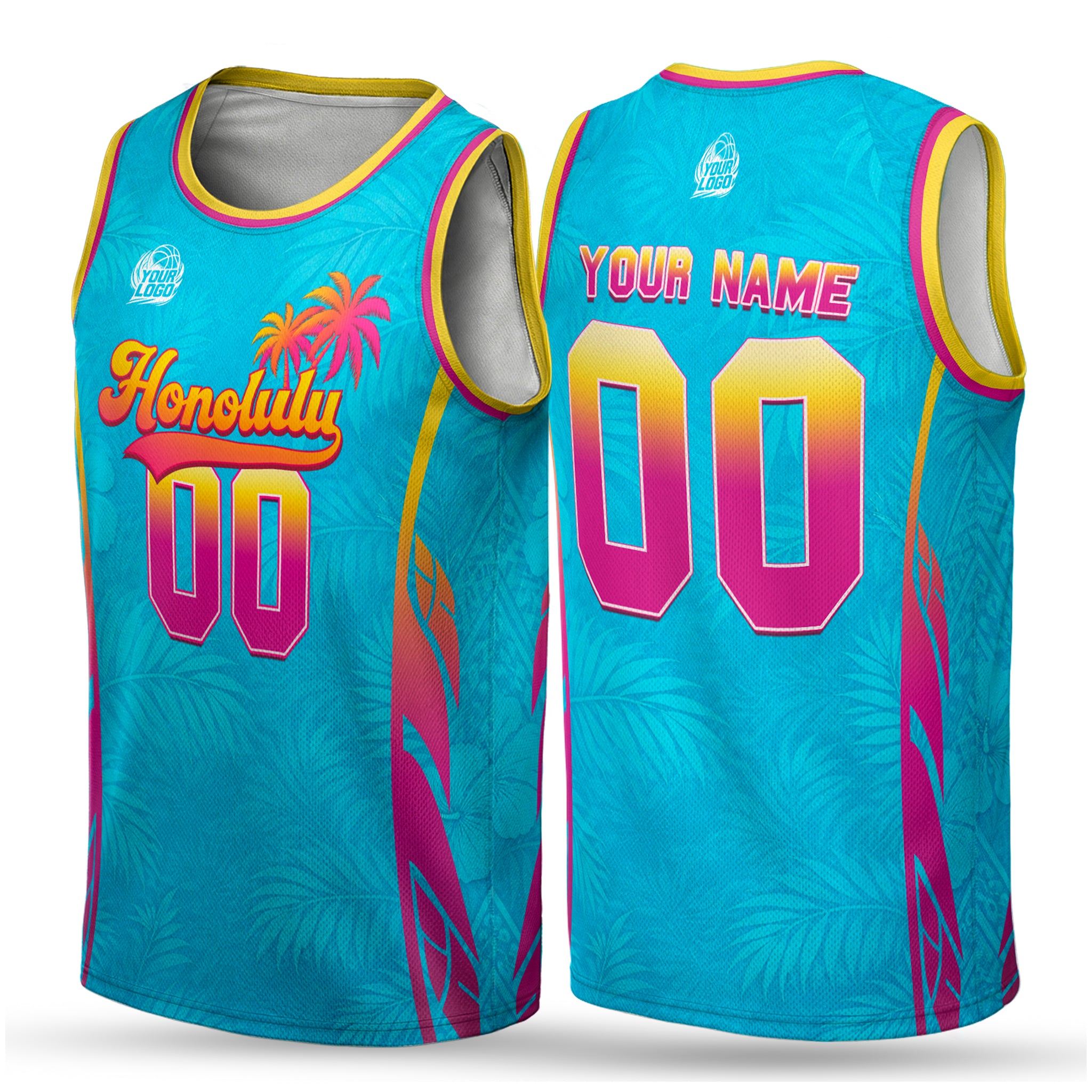 Custom City Basketball Jersey Honolulu Design - Add Your Name and Number