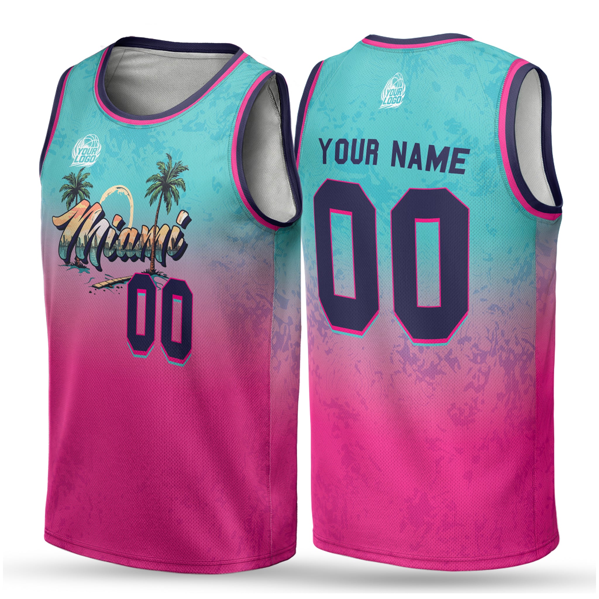 Custom City Basketball Jersey Miami Design - Add Your Name and Number