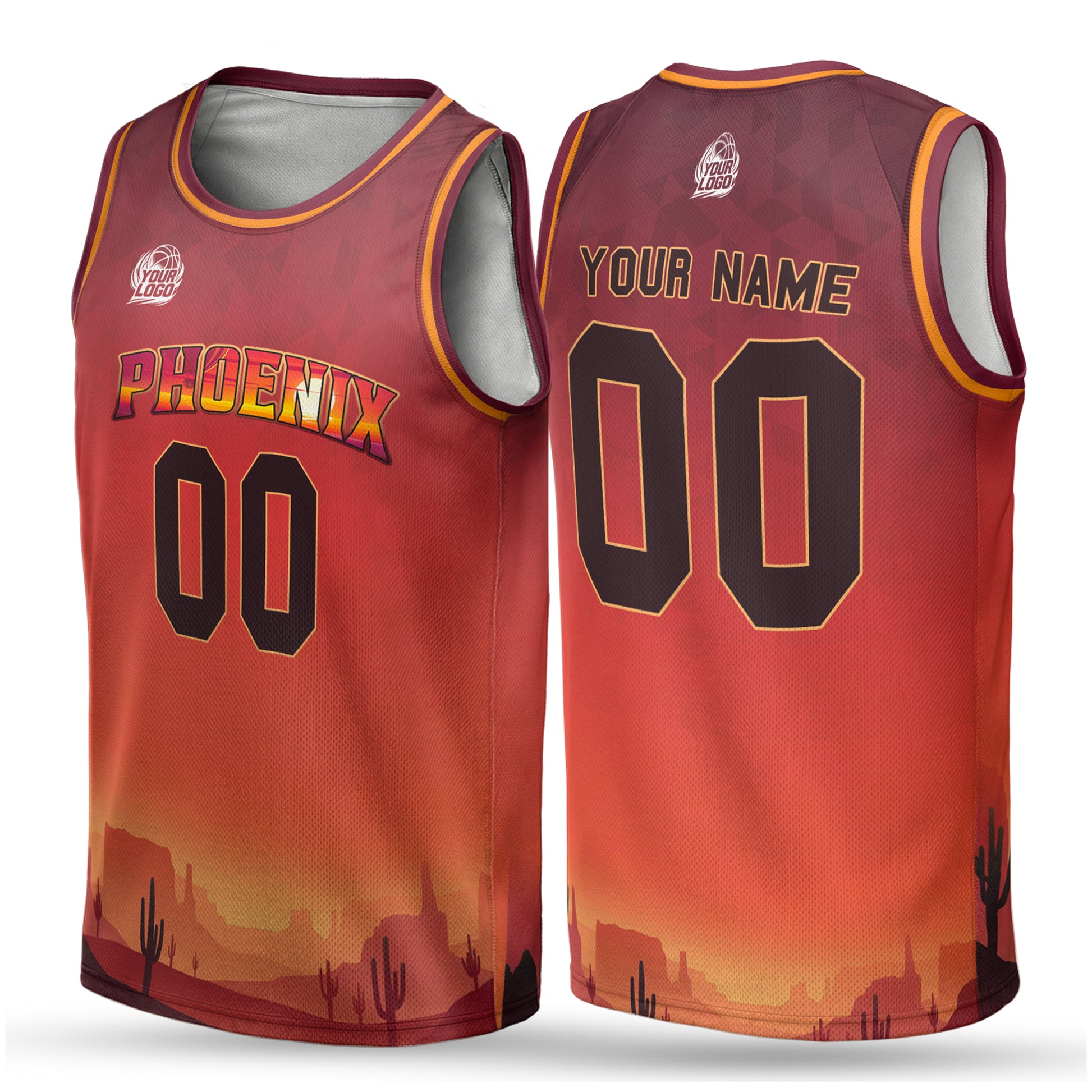 Custom City Basketball Jersey Phoenix Design - Add Your Name and Number