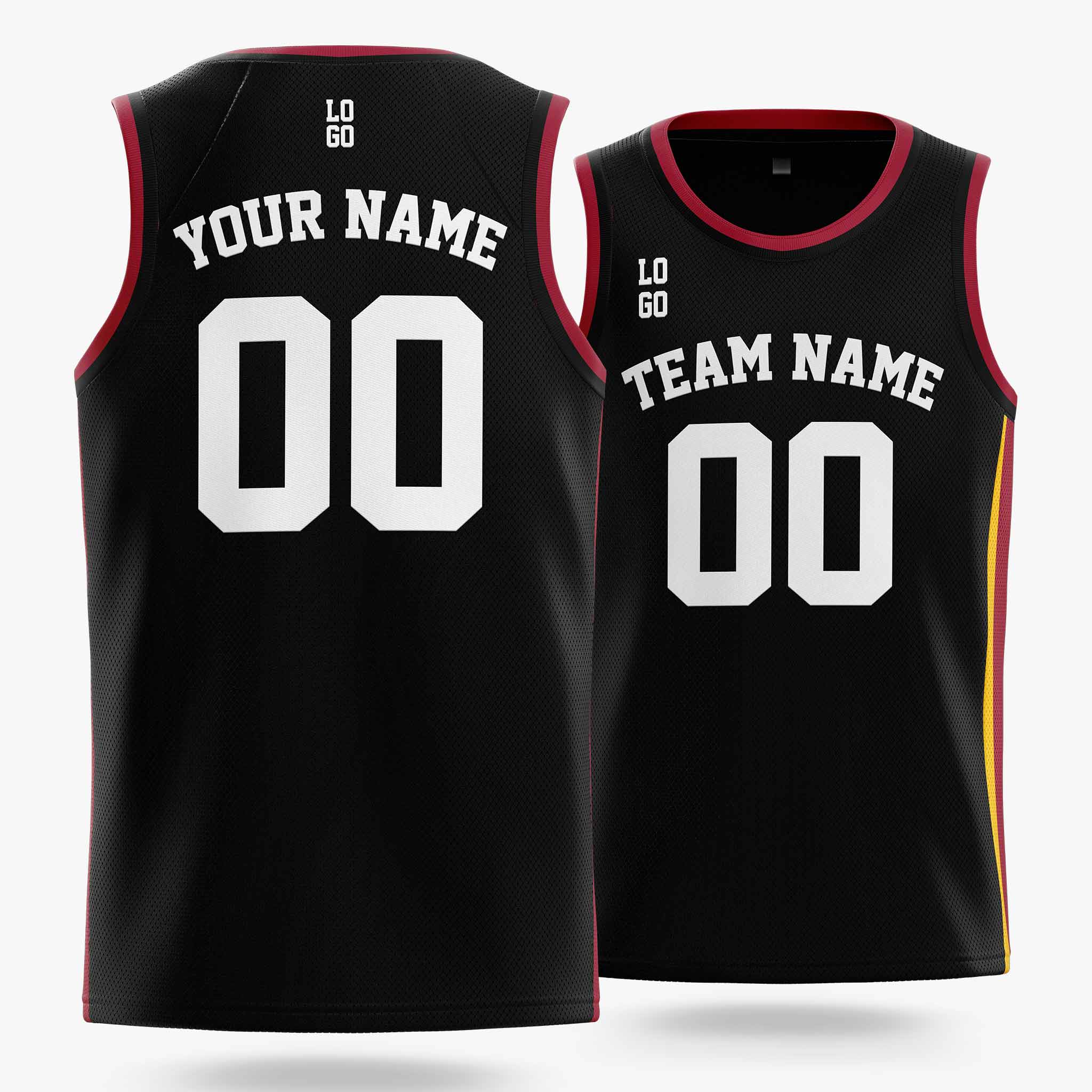 Custom Basketball Jersey Black Maroon Gold and White - Design Your Own