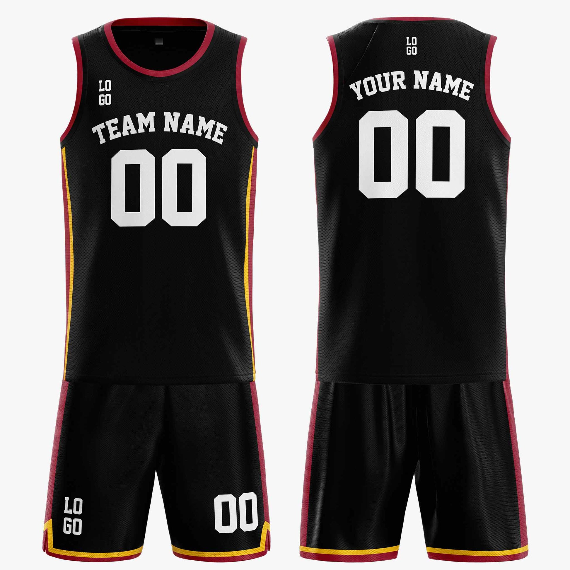 Custom Basketball Jersey Black Maroon Gold and White - Design Your Own