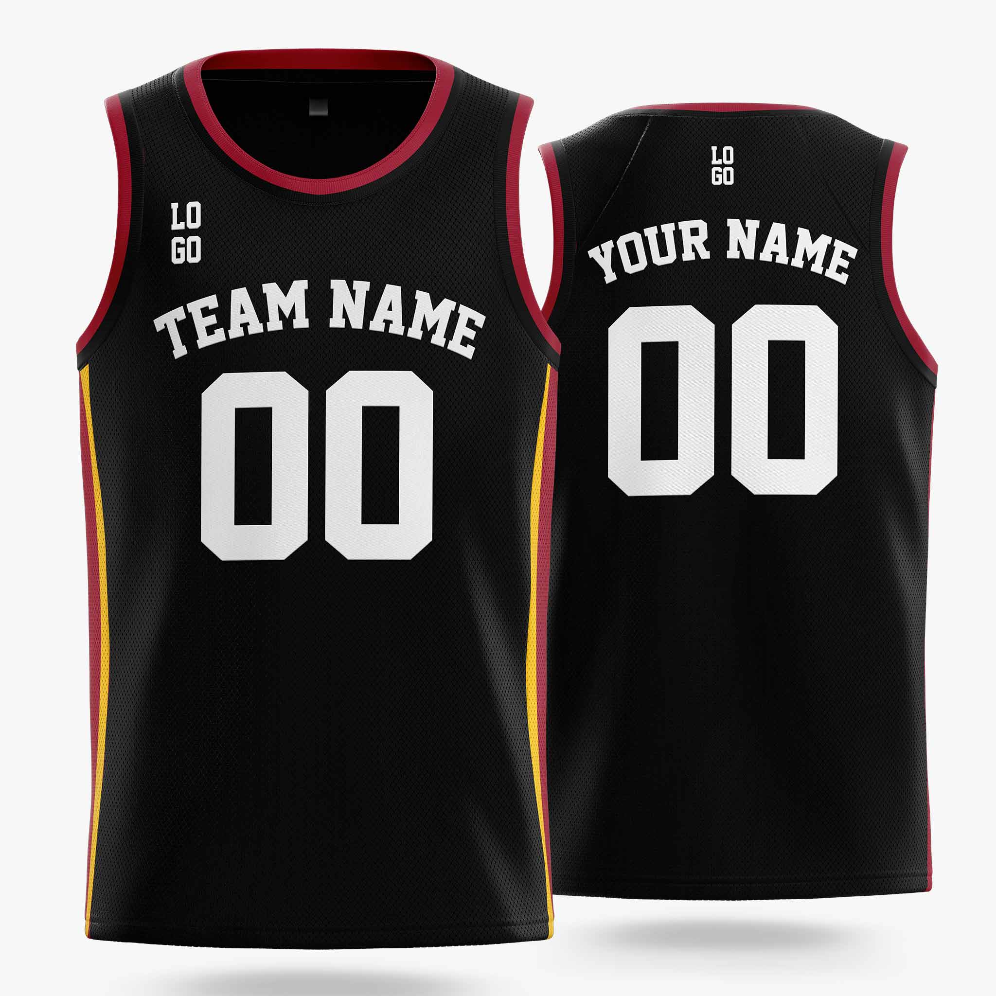 Custom Basketball Jersey Black Maroon Gold and White - Design Your Own