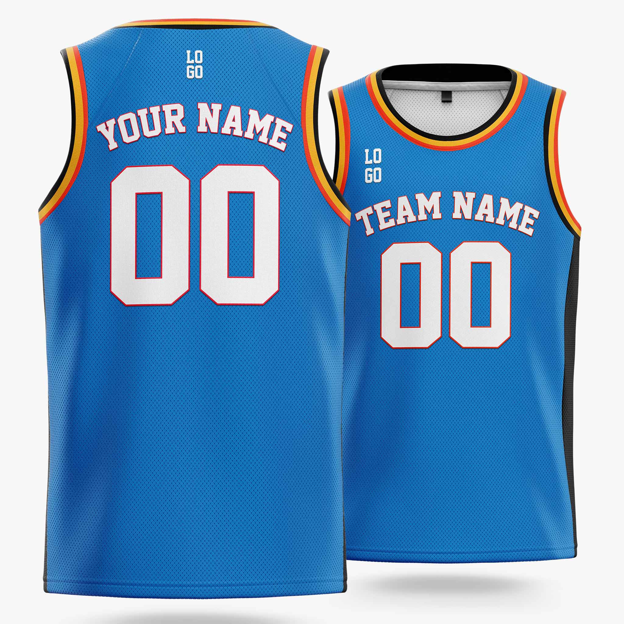 Custom Basketball Jersey Blue Black Gold and White - Design Your Own