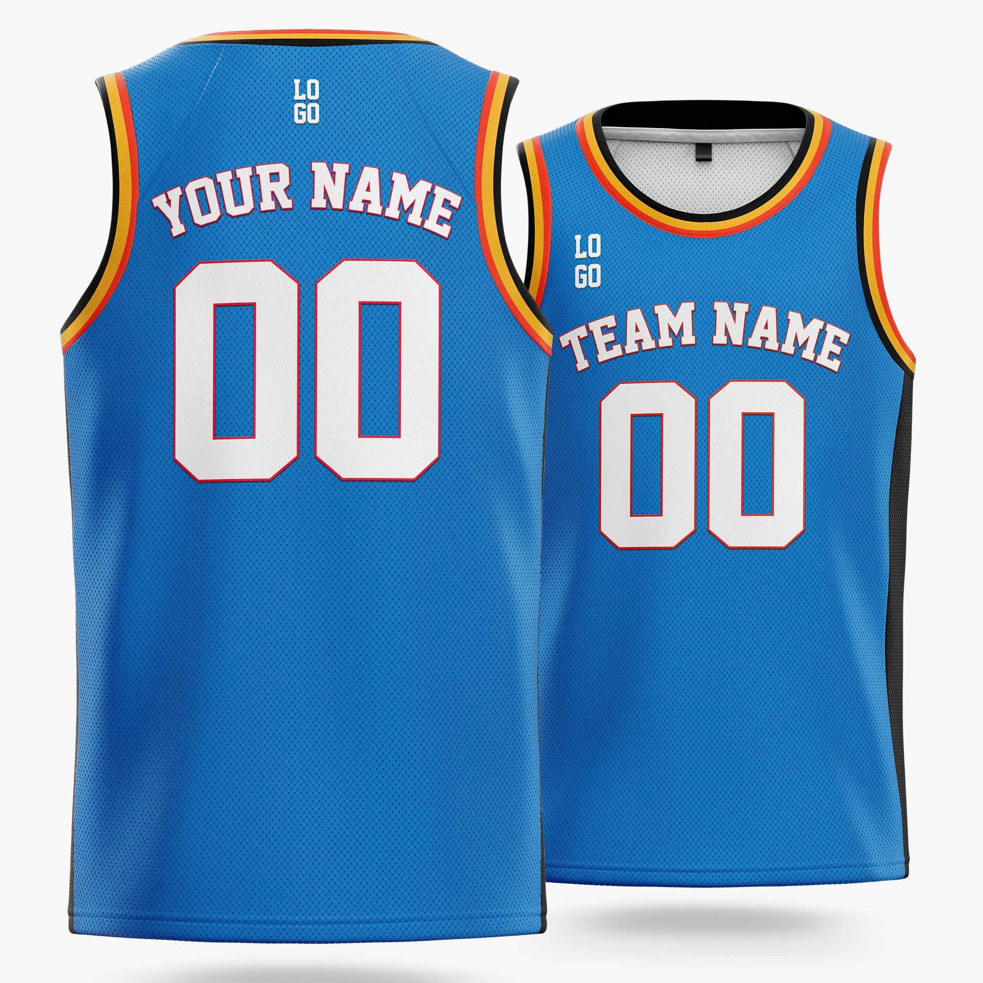 Custom Basketball Jersey Blue Black Gold and White - Design Your Own