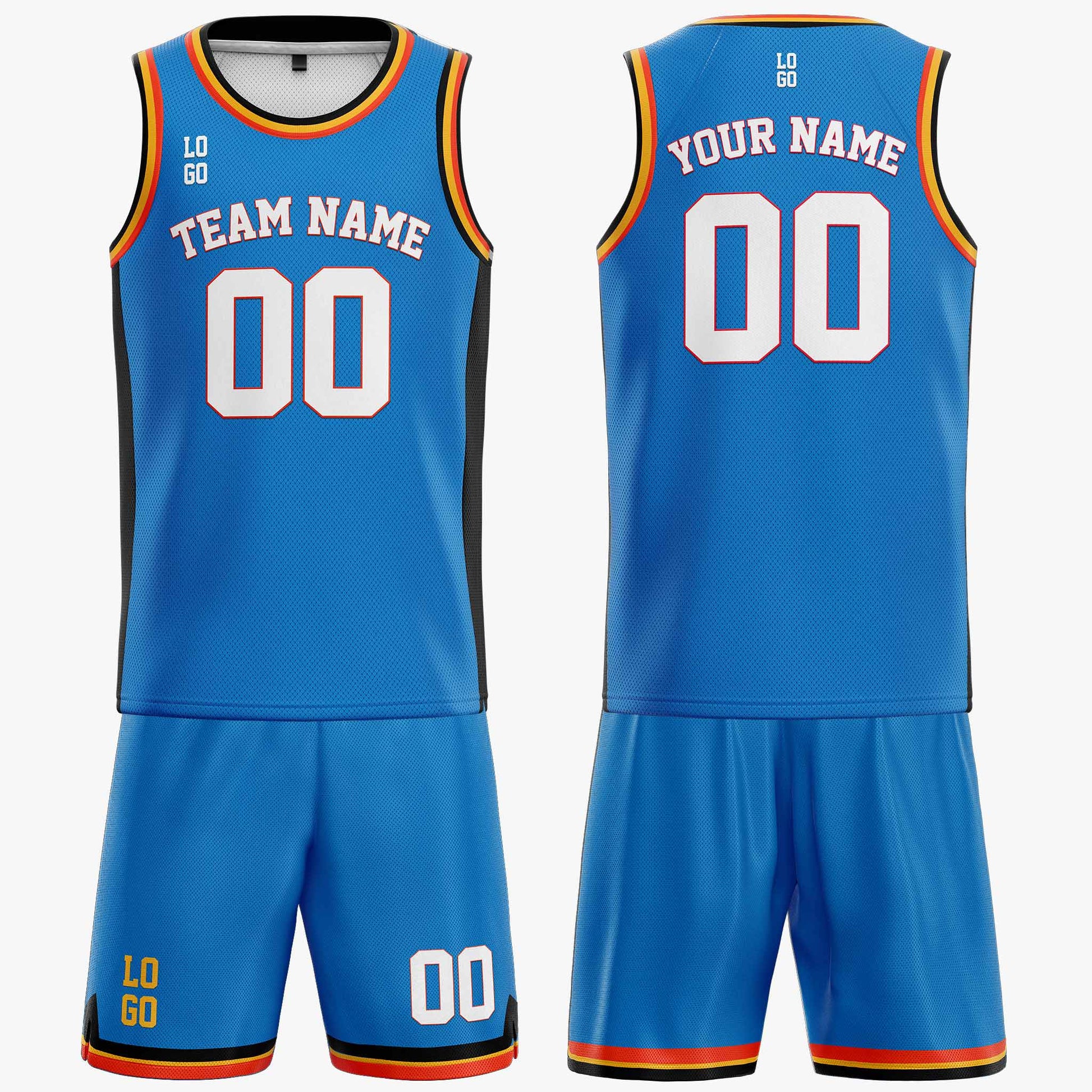 Custom Basketball Jersey Blue Black Gold and White - Design Your Own
