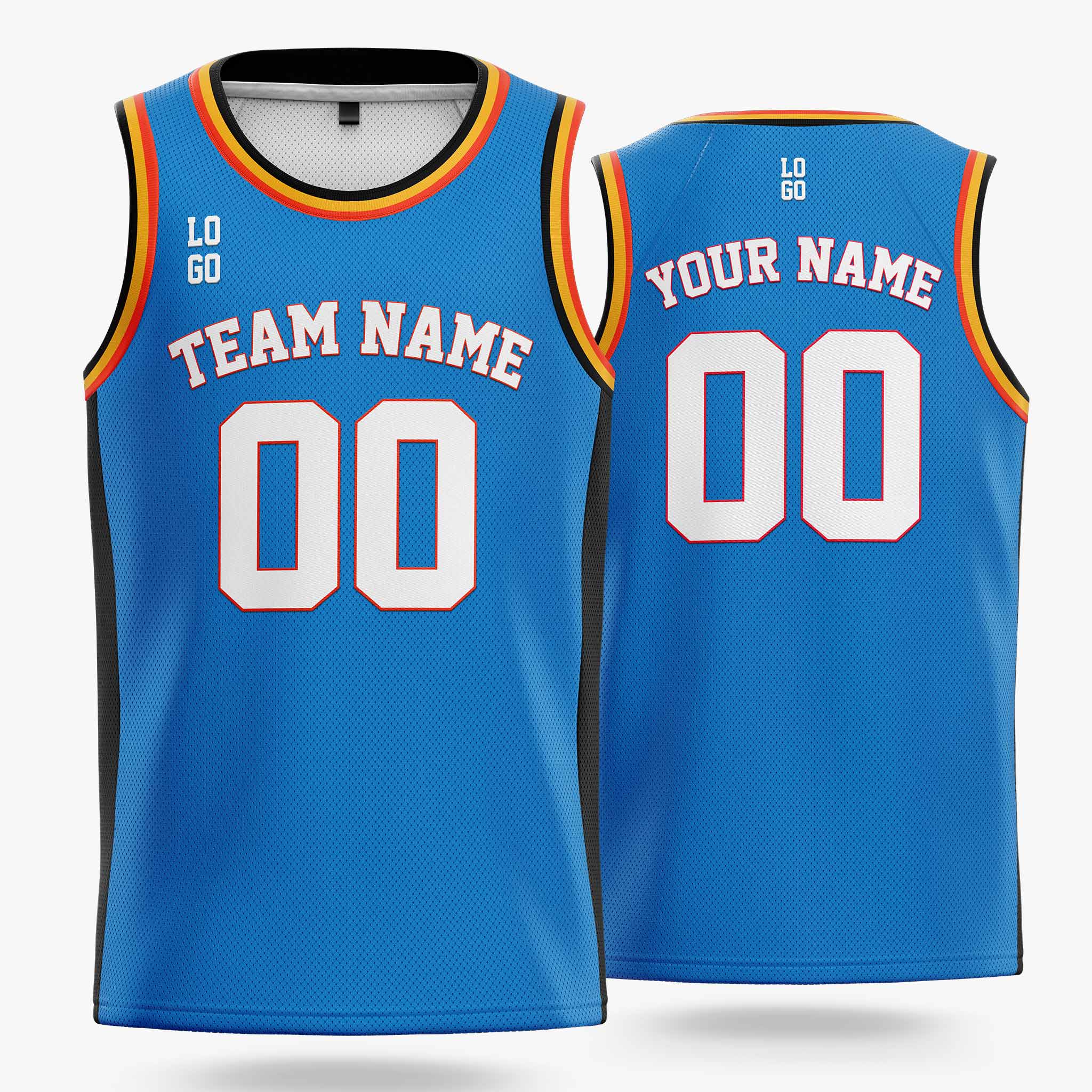 Custom Basketball Jersey Blue Black Gold and White - Design Your Own