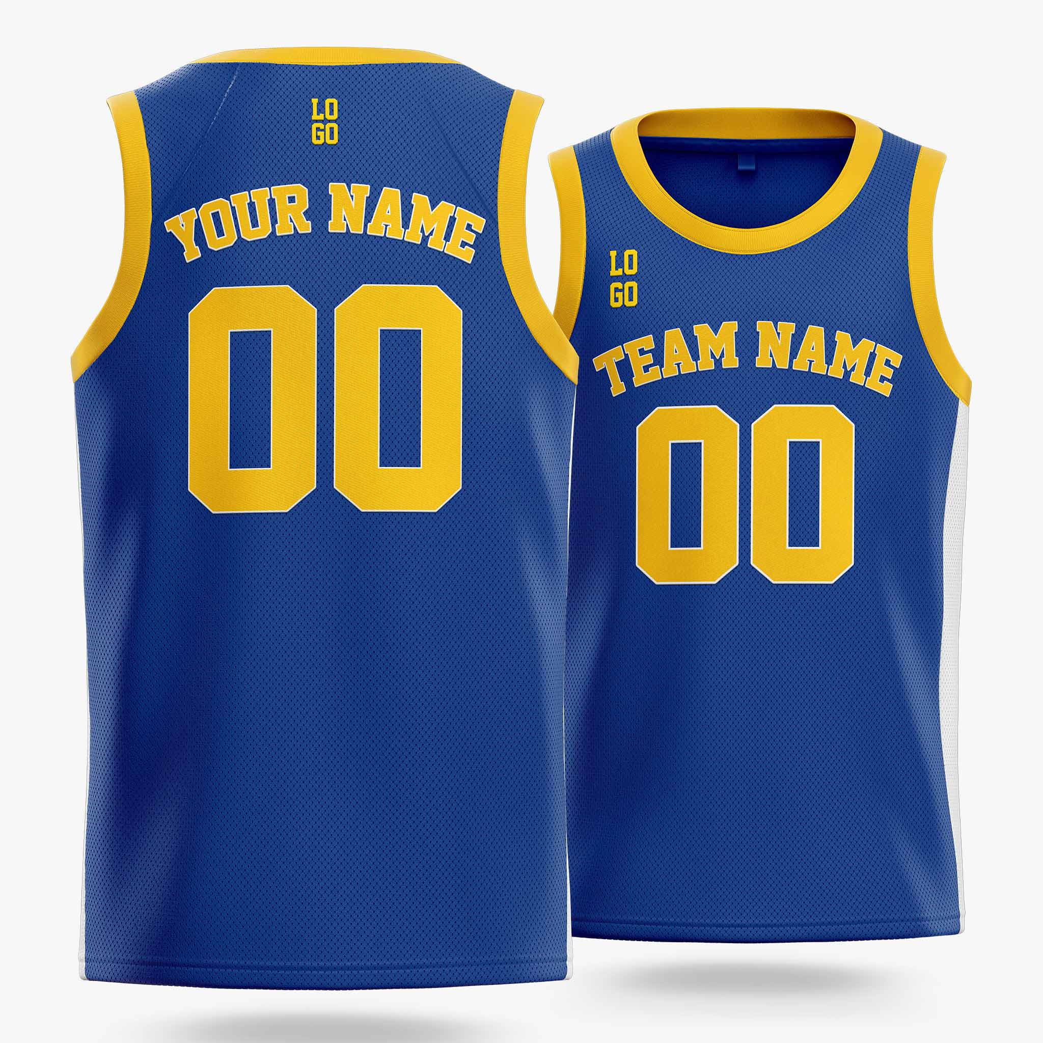 Custom Basketball Jersey Cobalt White and Yellow - Design Your Own