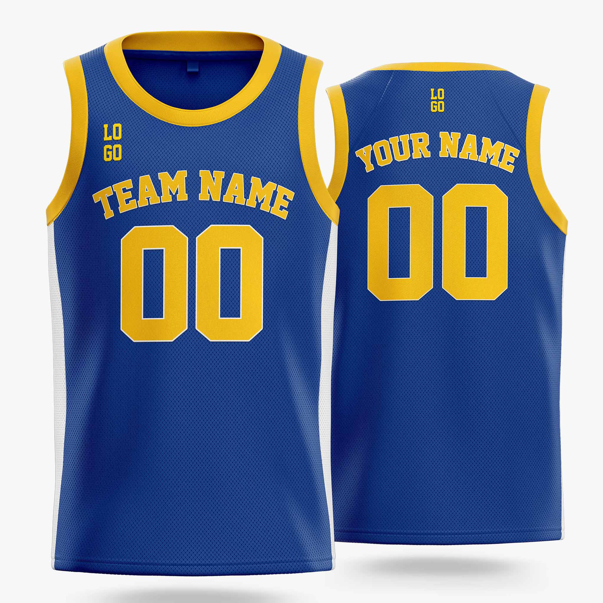 Custom Basketball Jersey Cobalt White and Yellow - Design Your Own