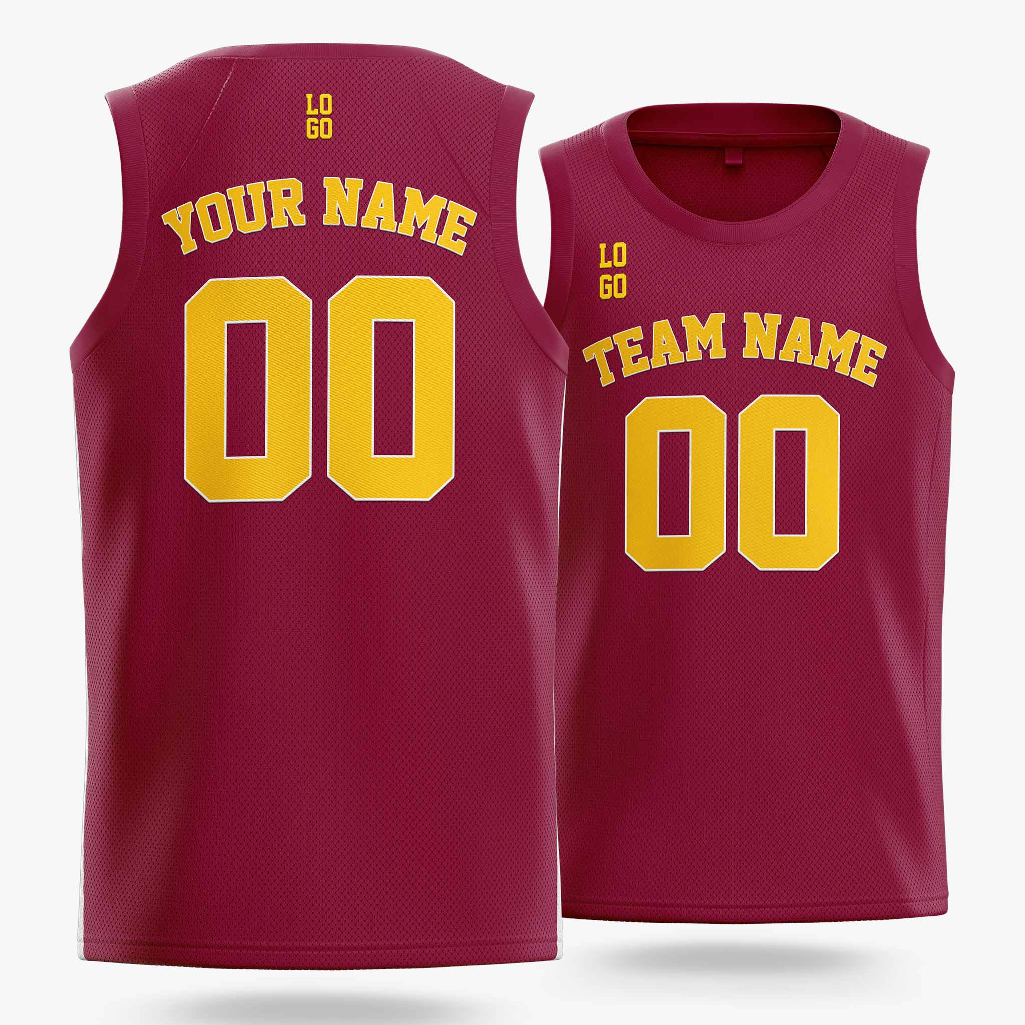Custom Basketball Jersey Wine and Gold - Design Your Own