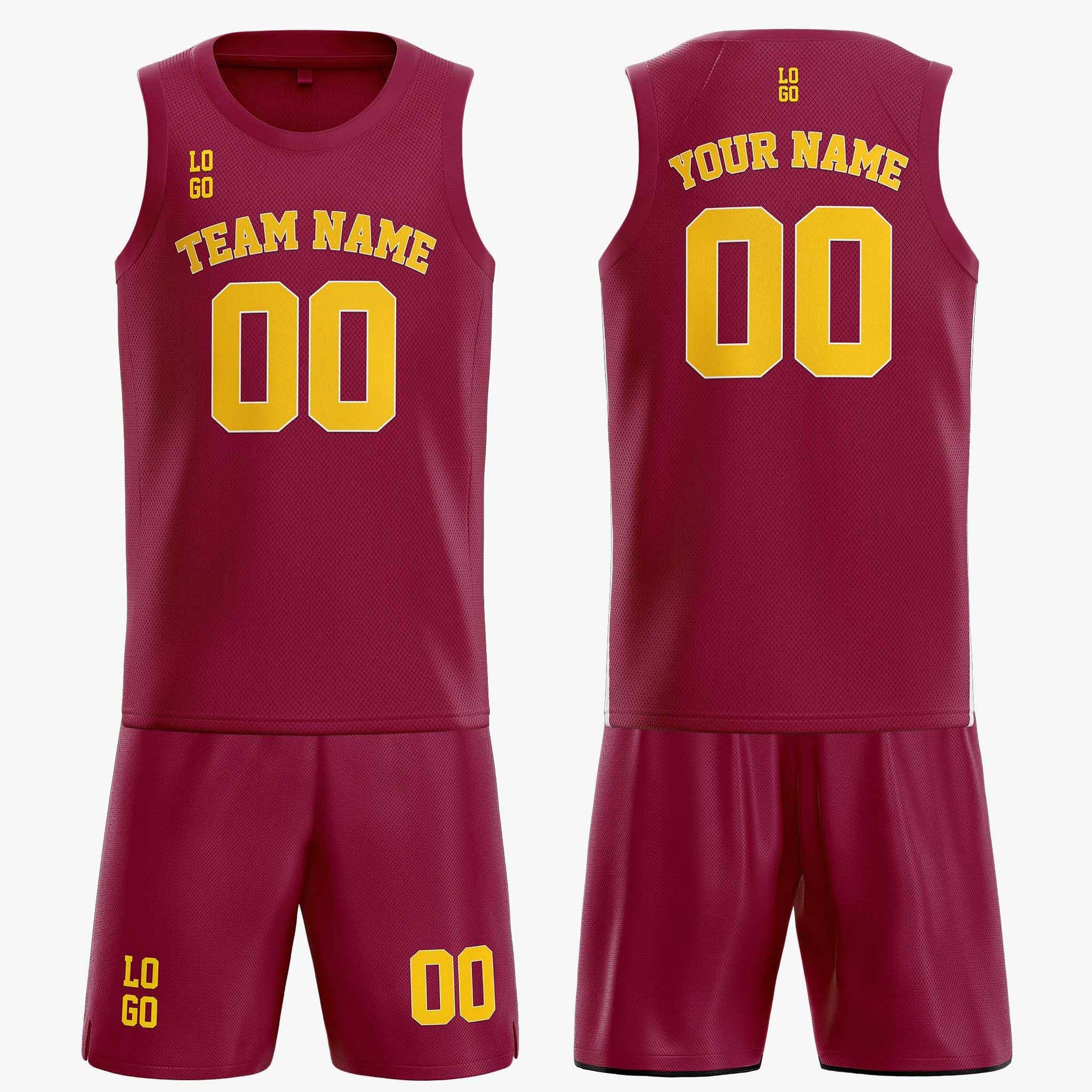 Custom Basketball Jersey Wine and Gold - Design Your Own