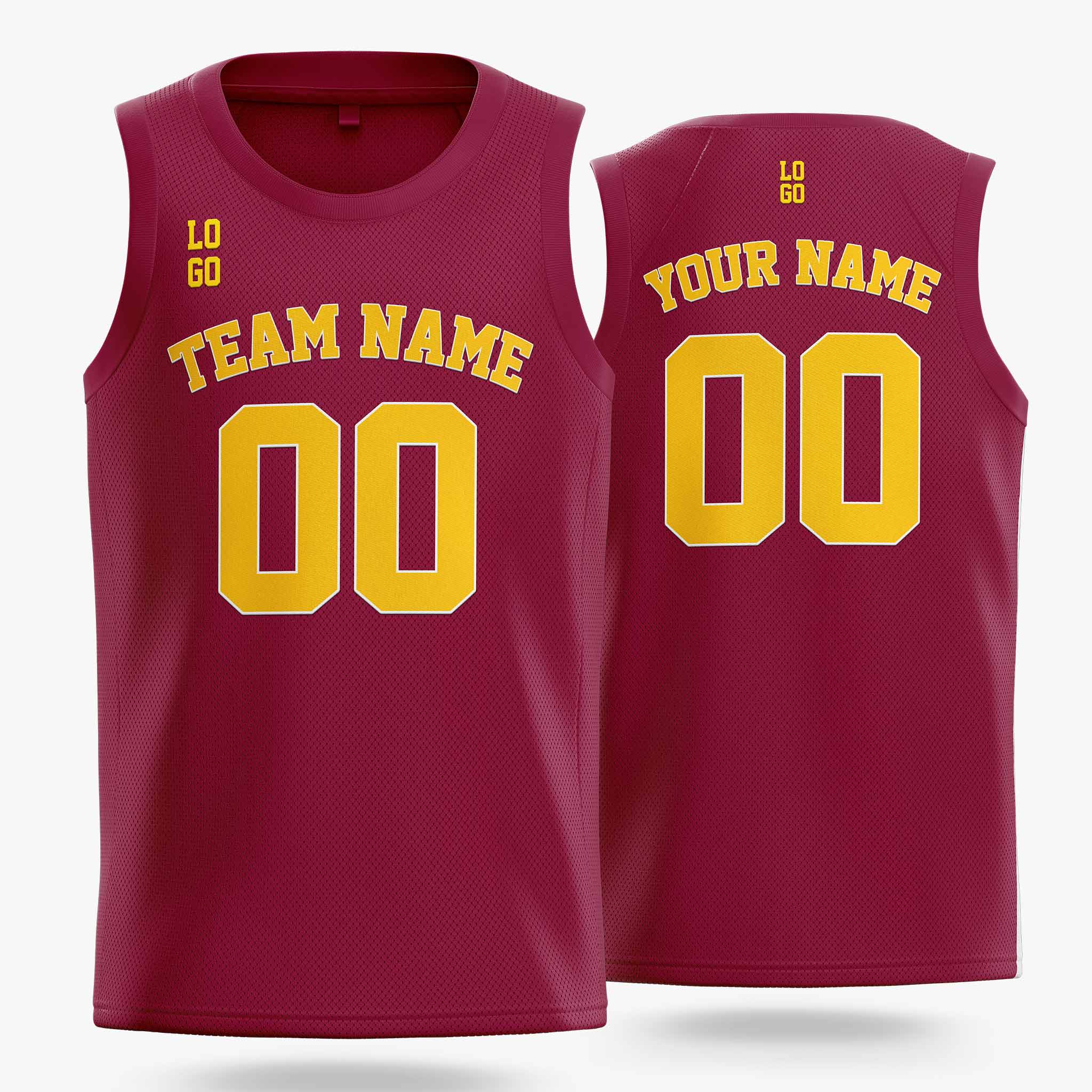 Custom Basketball Jersey Wine and Gold - Design Your Own