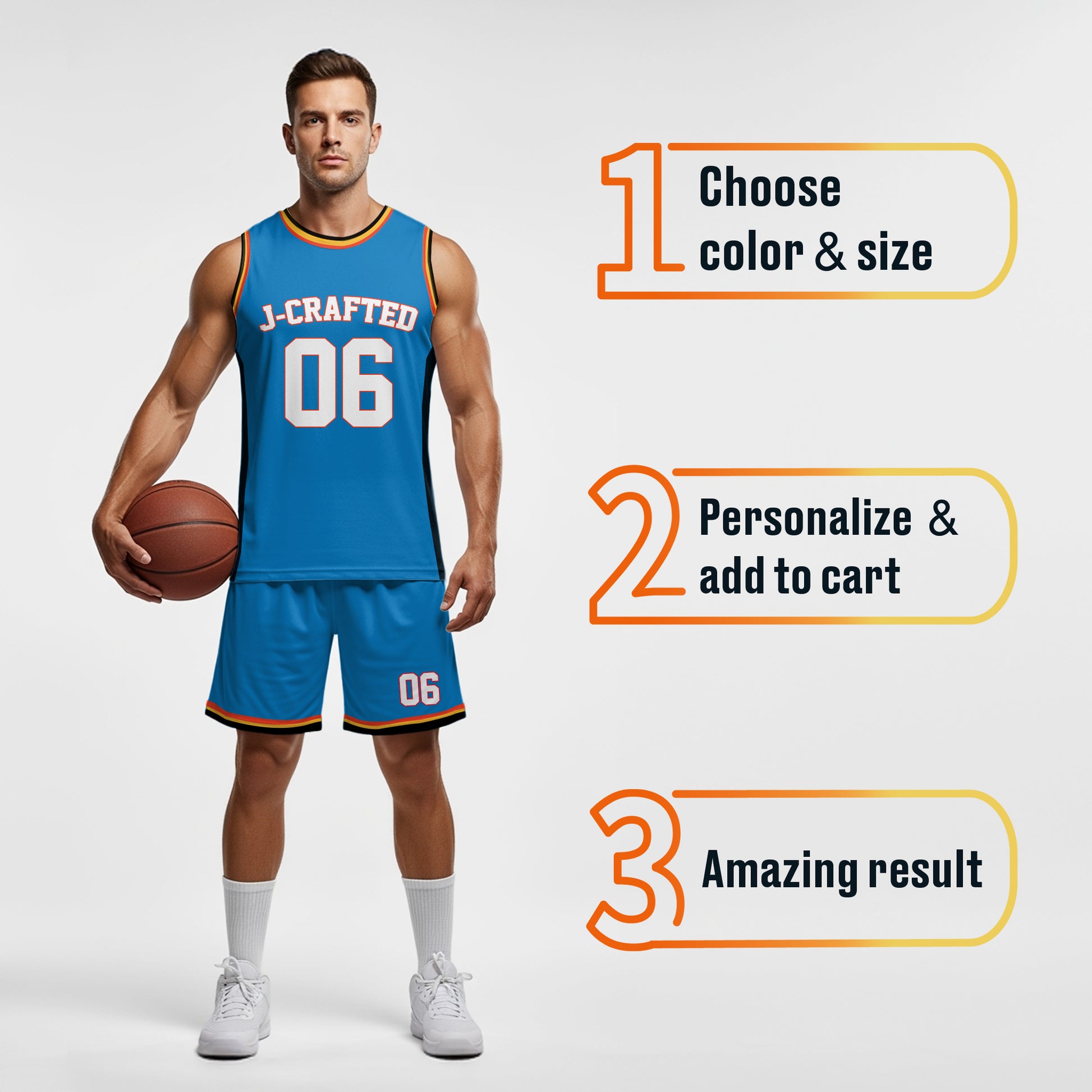 Custom Basketball Jersey Blue Black Gold and White - Design Your Own
