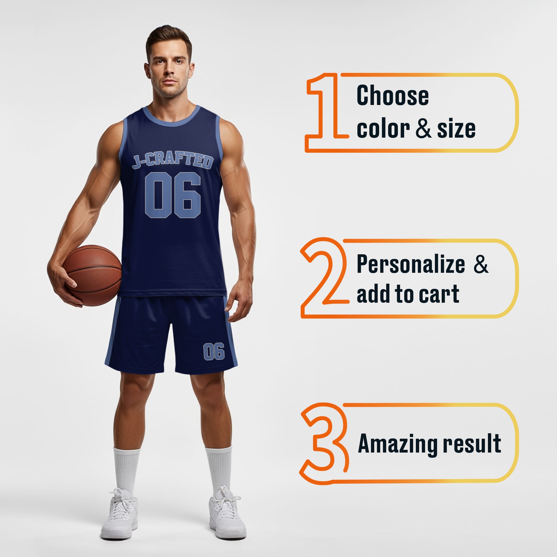 Custom Basketball Jersey Dark Navy and Wedgewood - Design Your Own