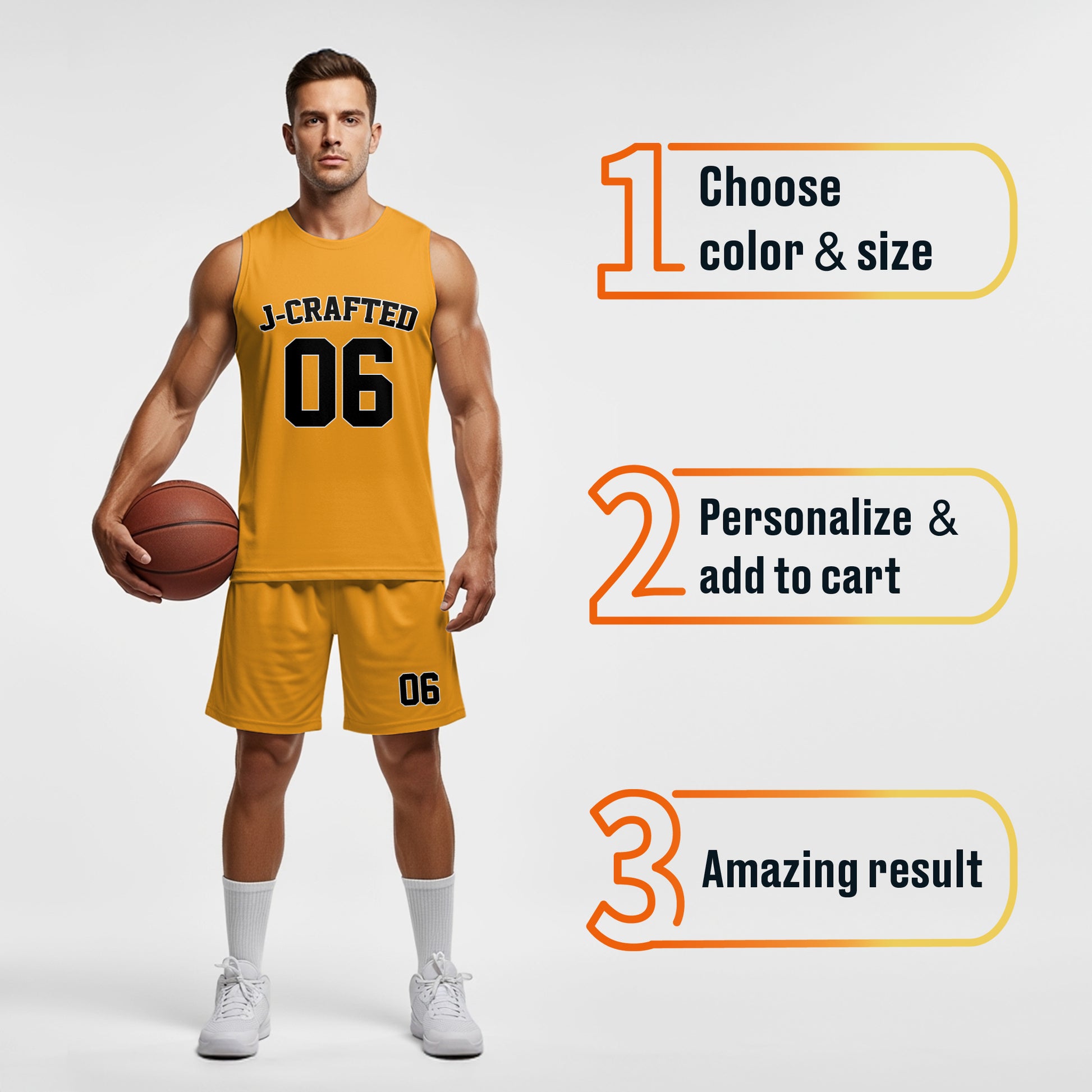 Custom Basketball Jersey Gold and Black - Design Your Own