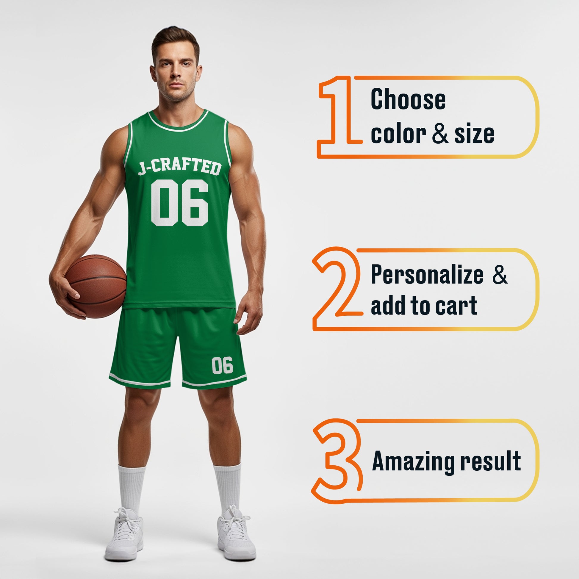Custom Basketball Jersey Green and White - Design Your Own