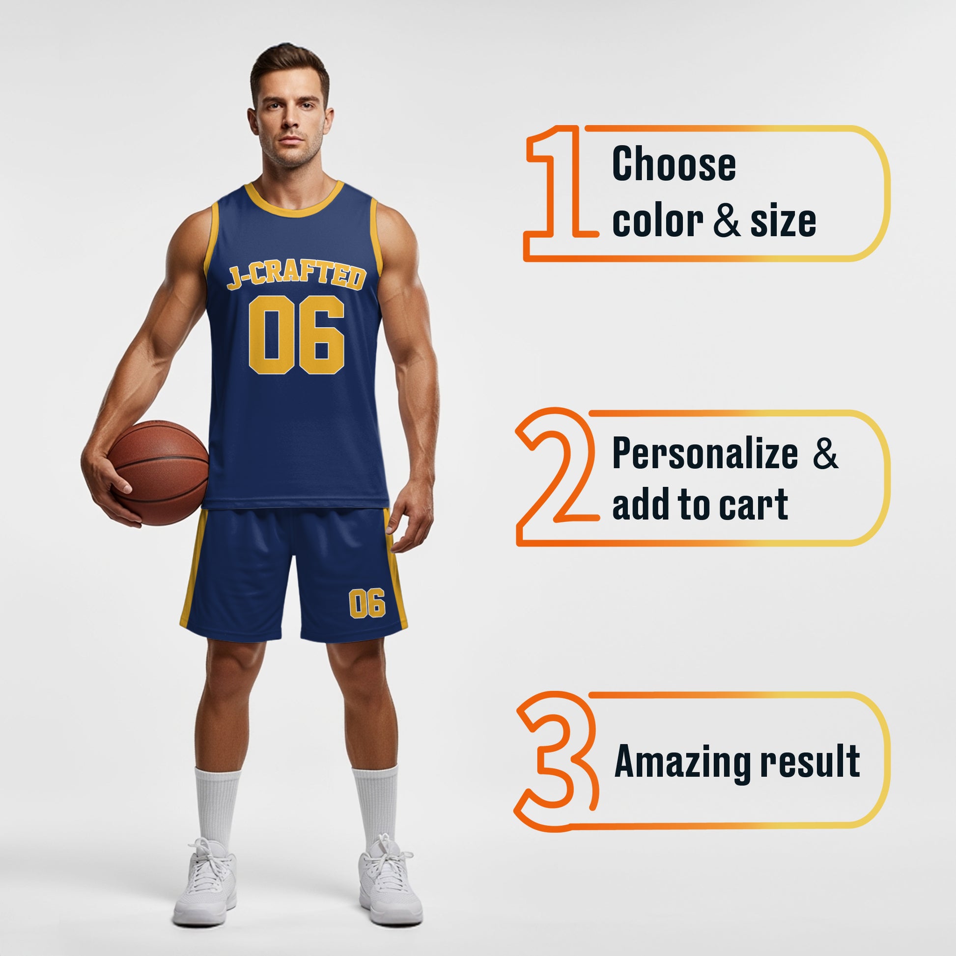 Custom Basketball Jersey Navy and Yellow - Design Your Own