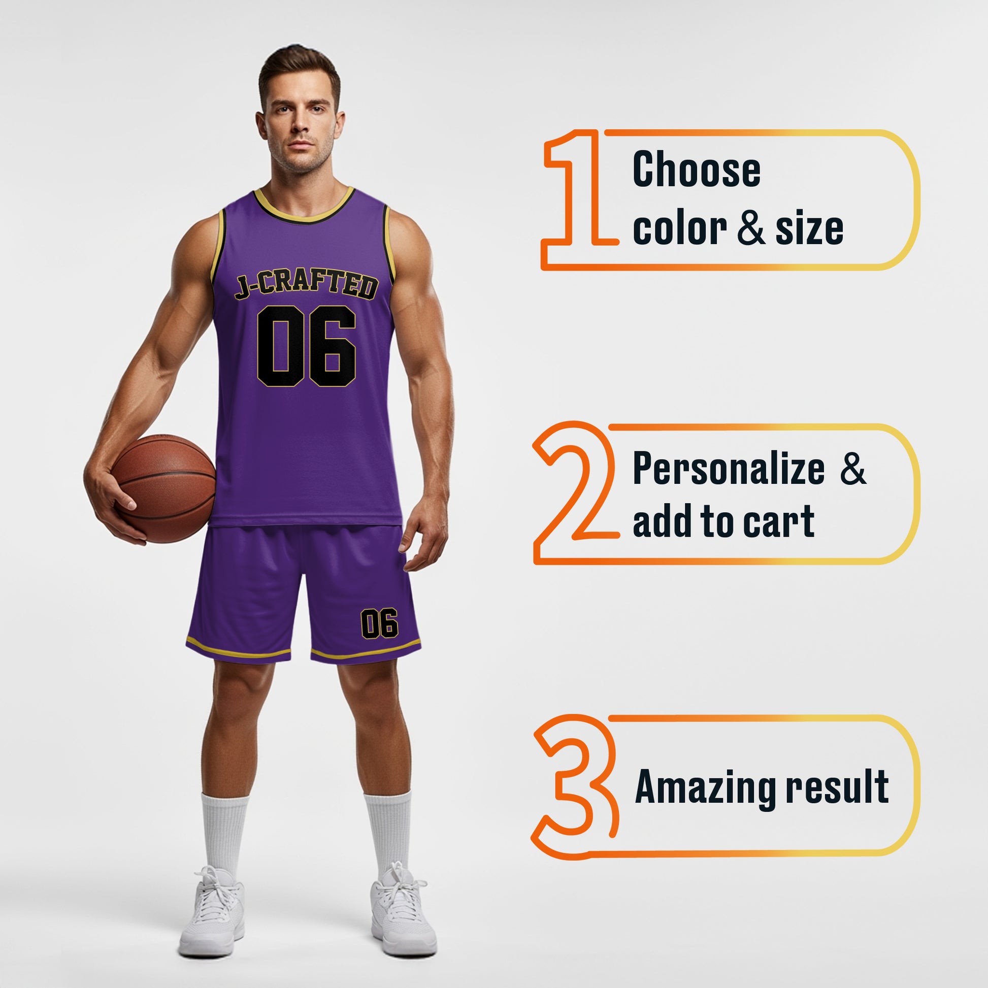 Custom Basketball Jersey Purple Yellow and Black - Design Your Own