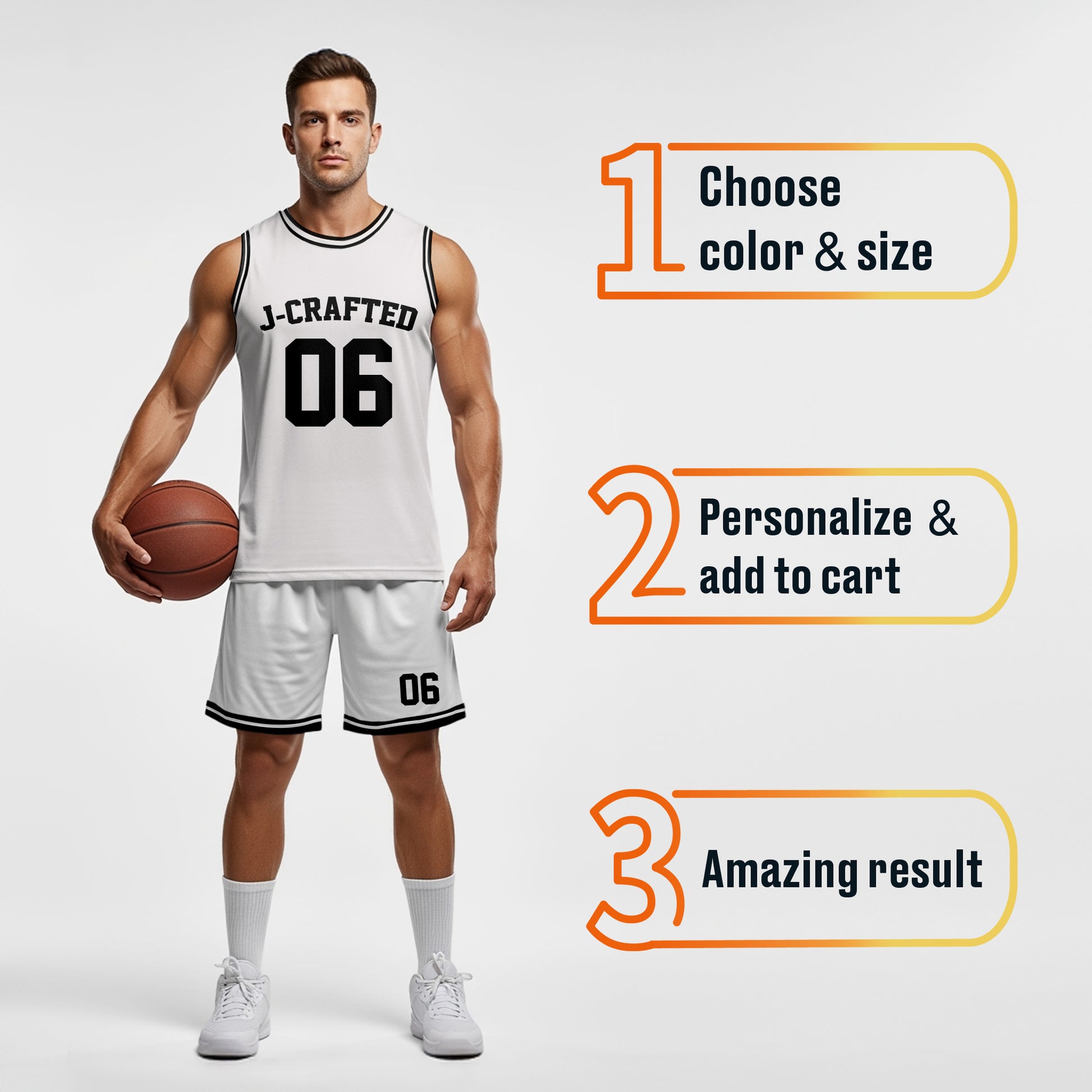 Custom Basketball Jersey White and Black - Design Your Own