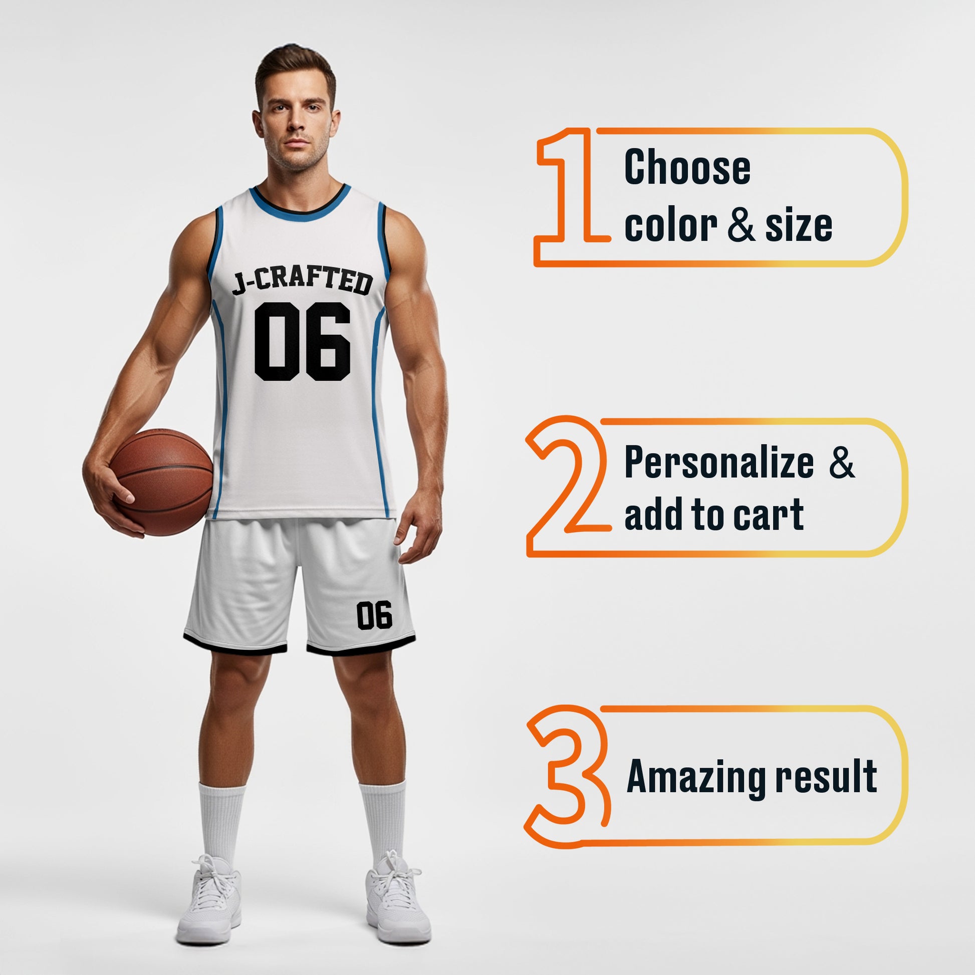 Custom Basketball Jersey White Dark Blue and Black - Design Your Own
