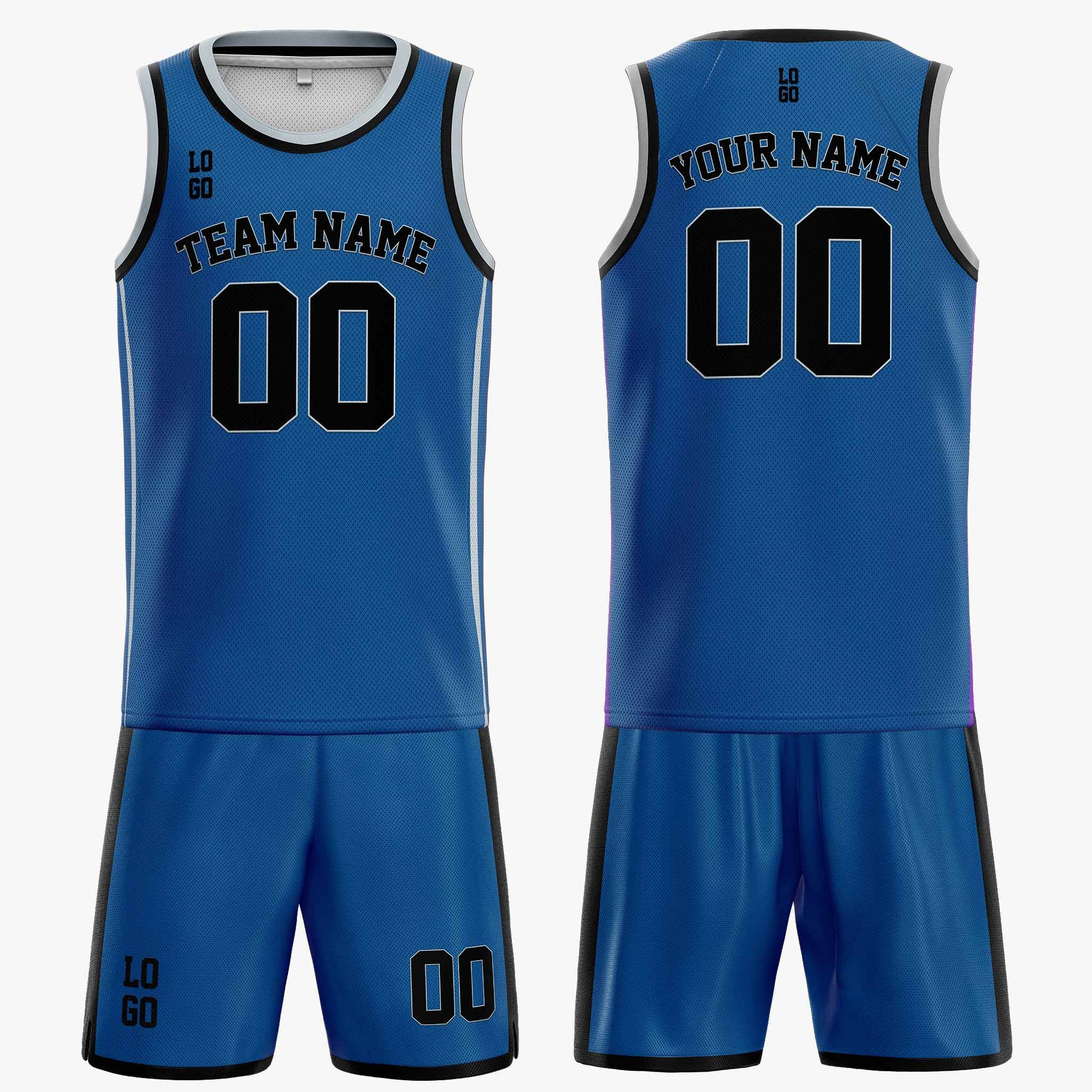 Custom Basketball Jersey Dark Blue Silver and Black - Design Your Own