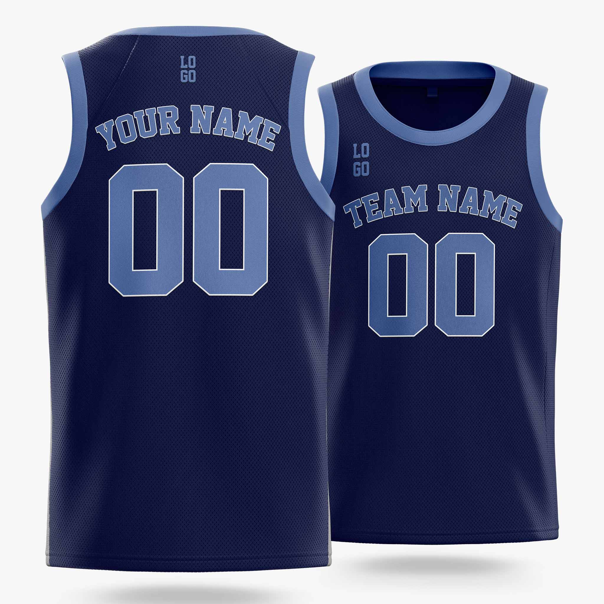 Custom Basketball Jersey Dark Navy and Wedgewood - Design Your Own