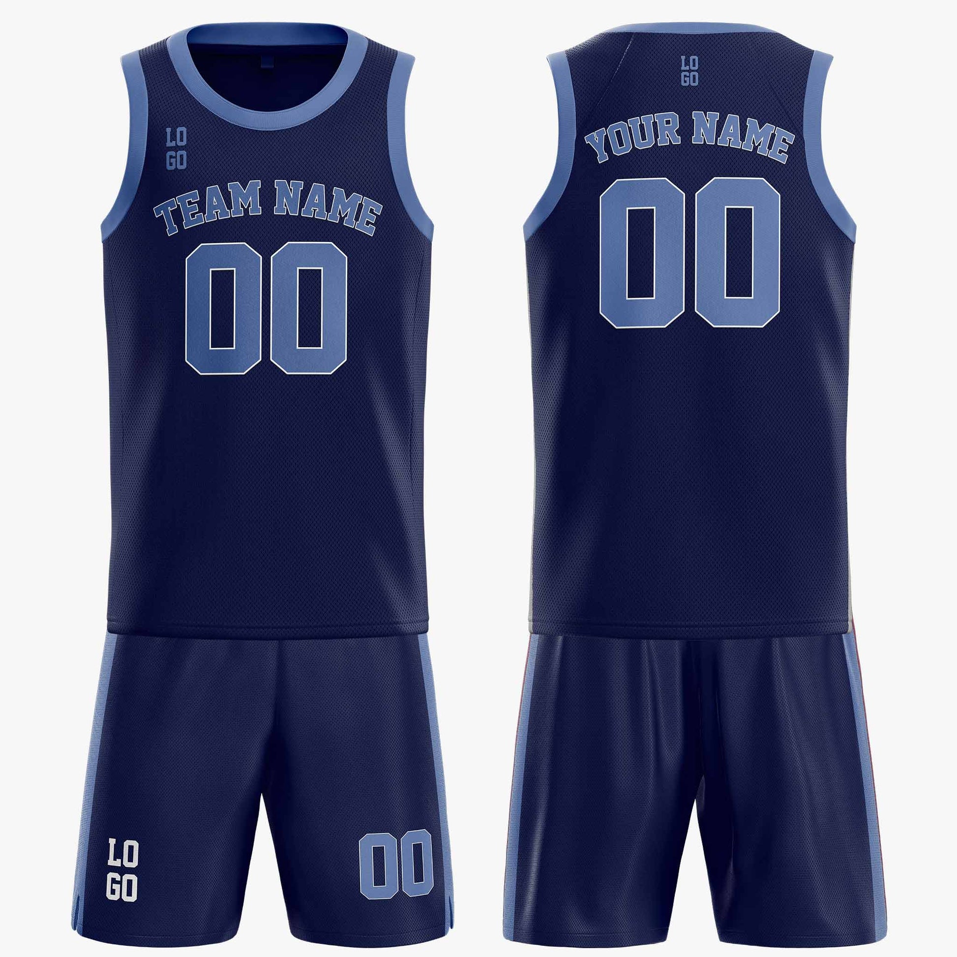 Custom Basketball Jersey Dark Navy and Wedgewood - Design Your Own