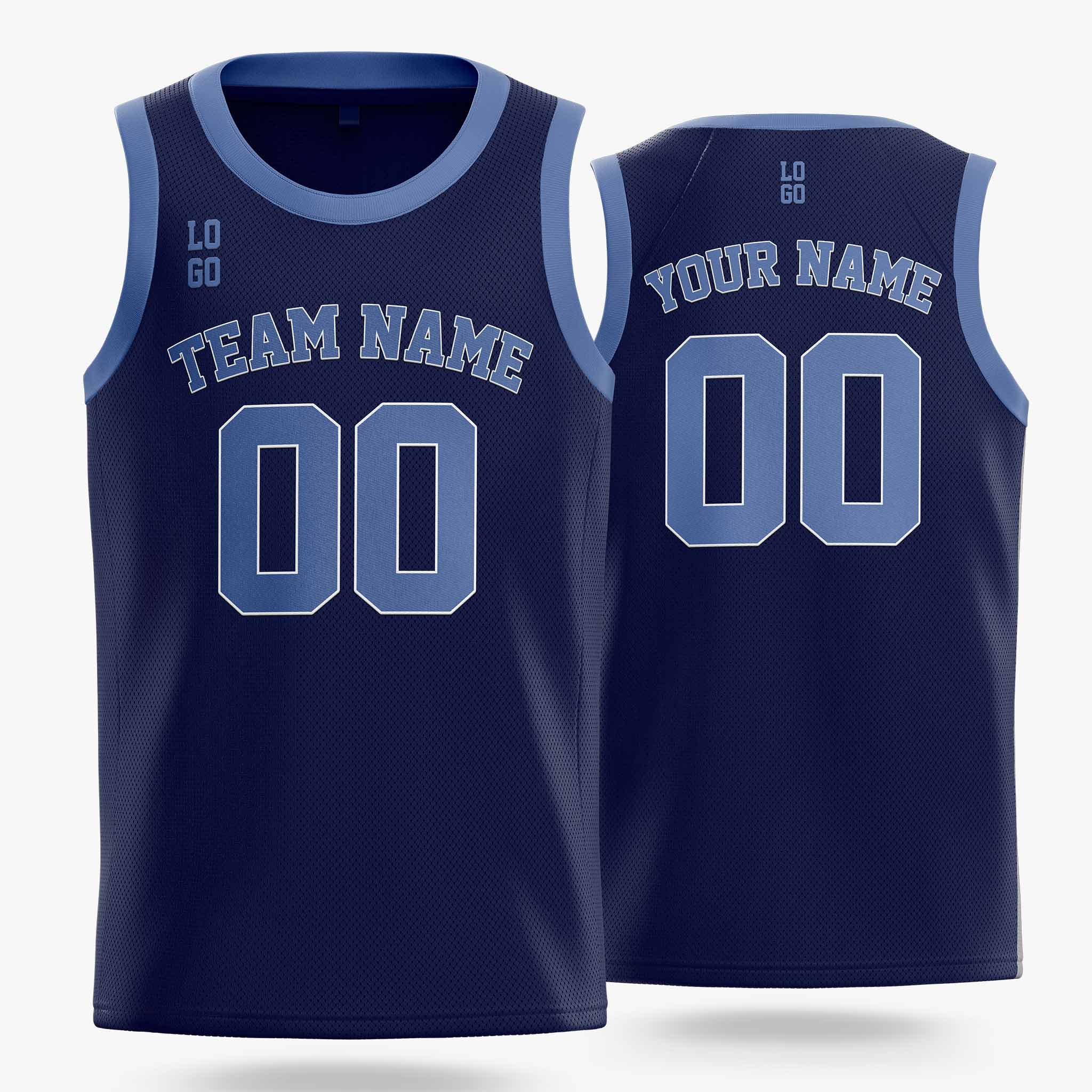 Custom Basketball Jersey Dark Navy and Wedgewood - Design Your Own