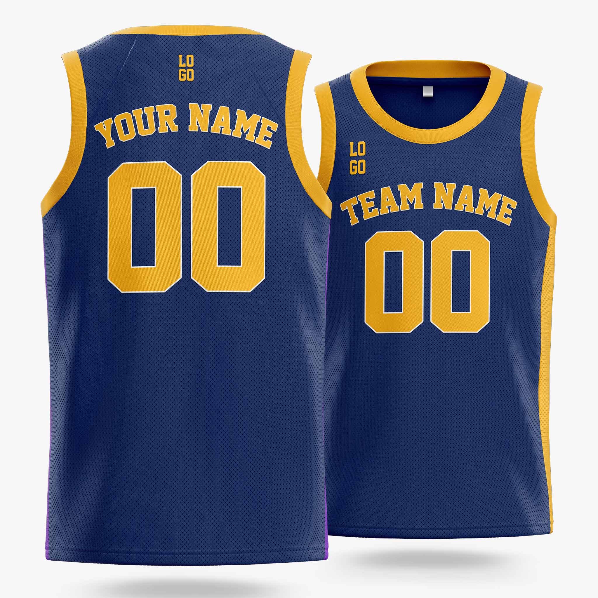 Custom Basketball Jersey Navy and Yellow - Design Your Own