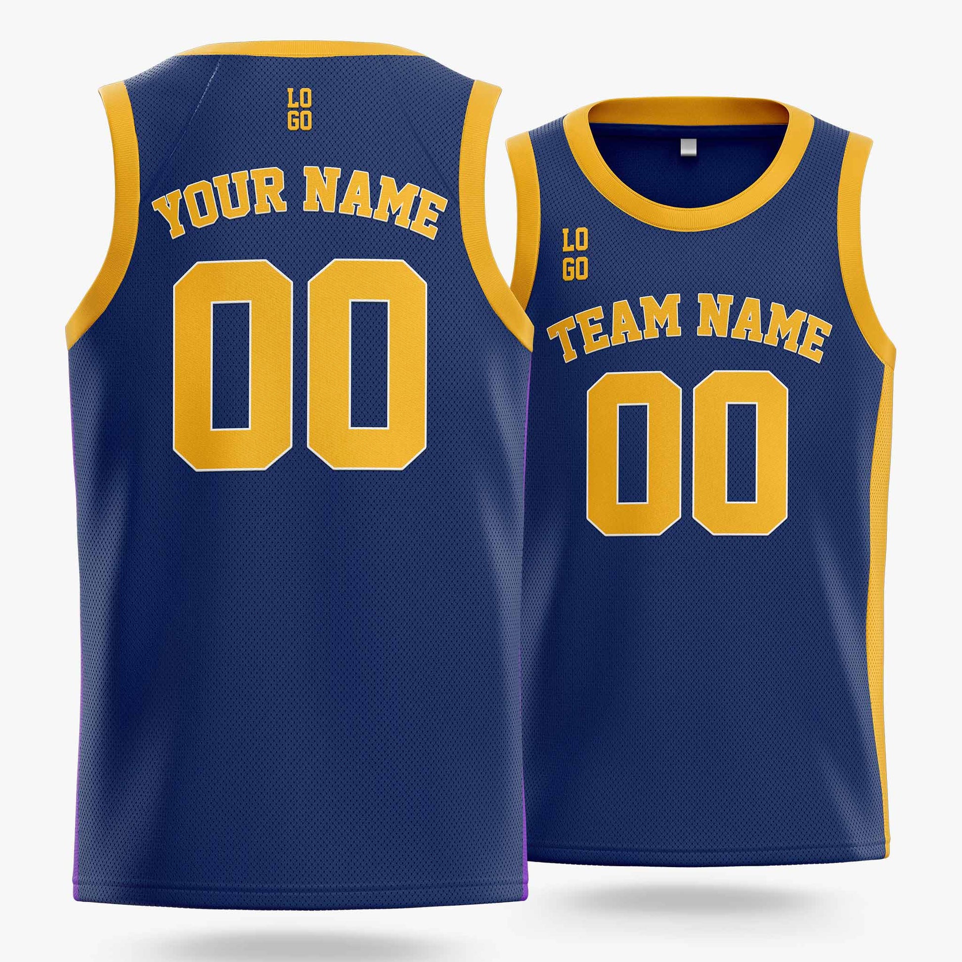 Custom Basketball Jersey Navy and Yellow - Design Your Own
