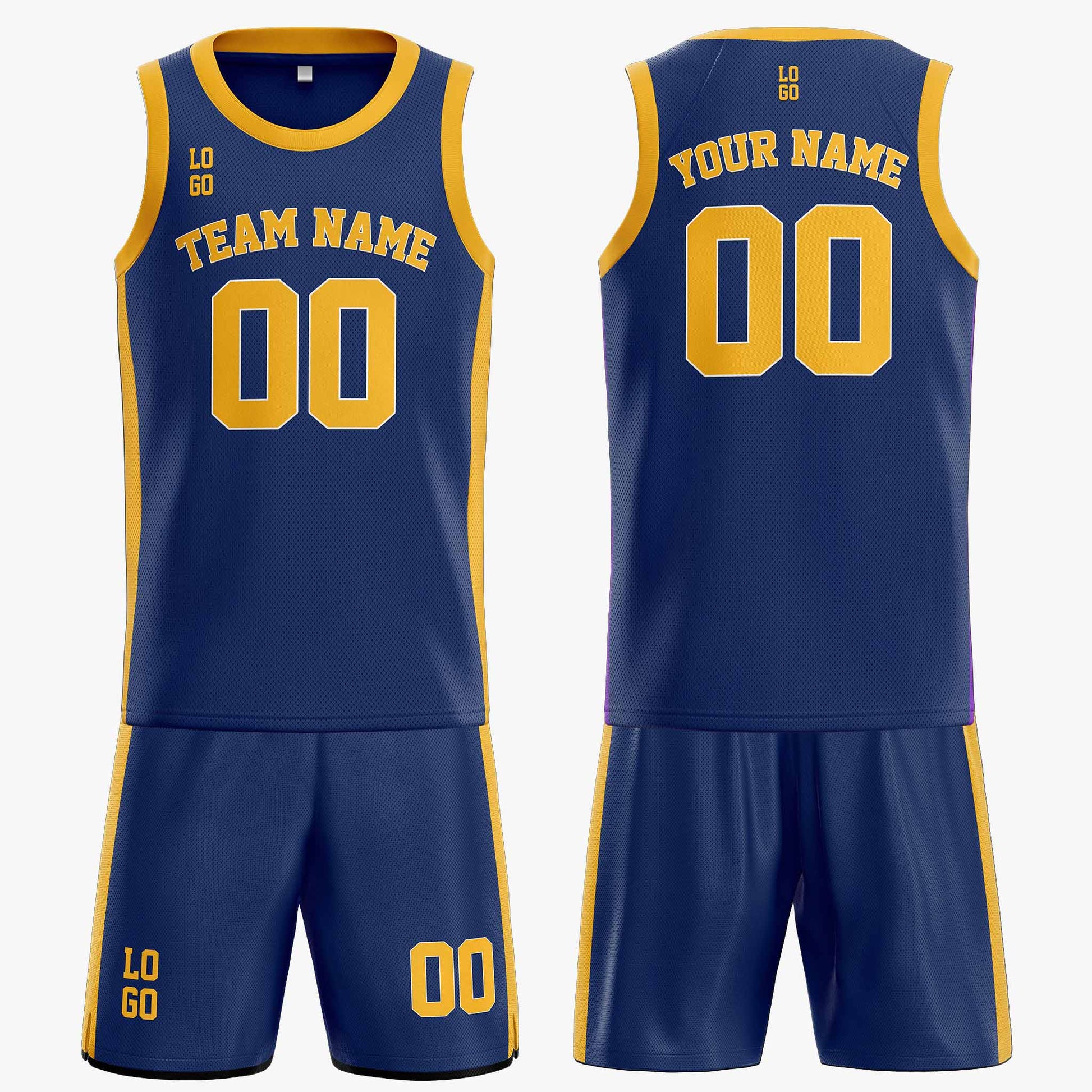 Custom Basketball Jersey Navy and Yellow - Design Your Own