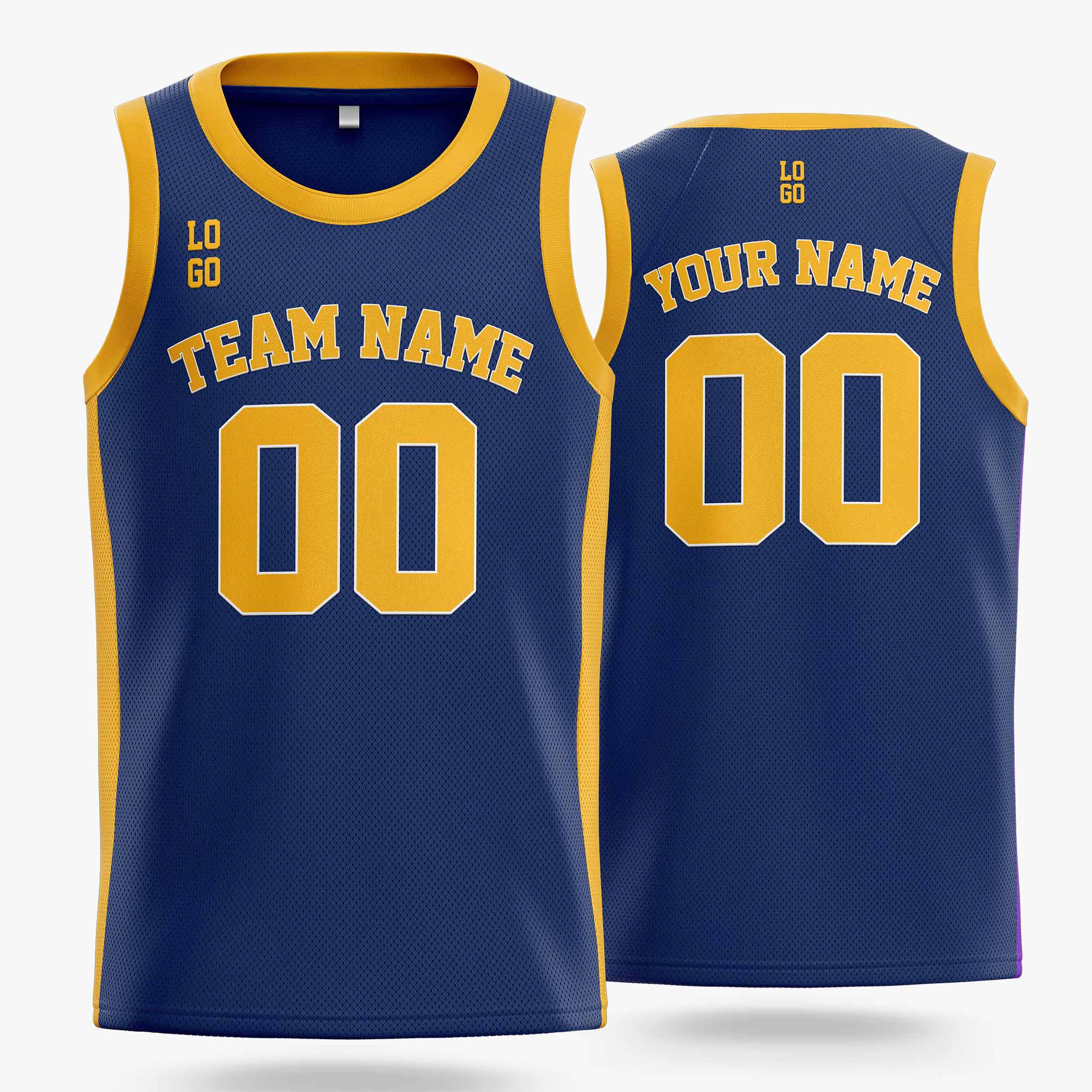 Custom Basketball Jersey Navy and Yellow - Design Your Own