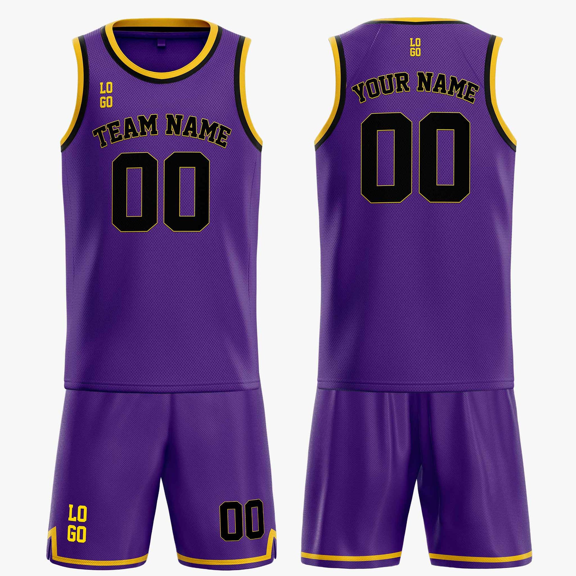Custom Basketball Jersey Purple Yellow and Black - Design Your Own