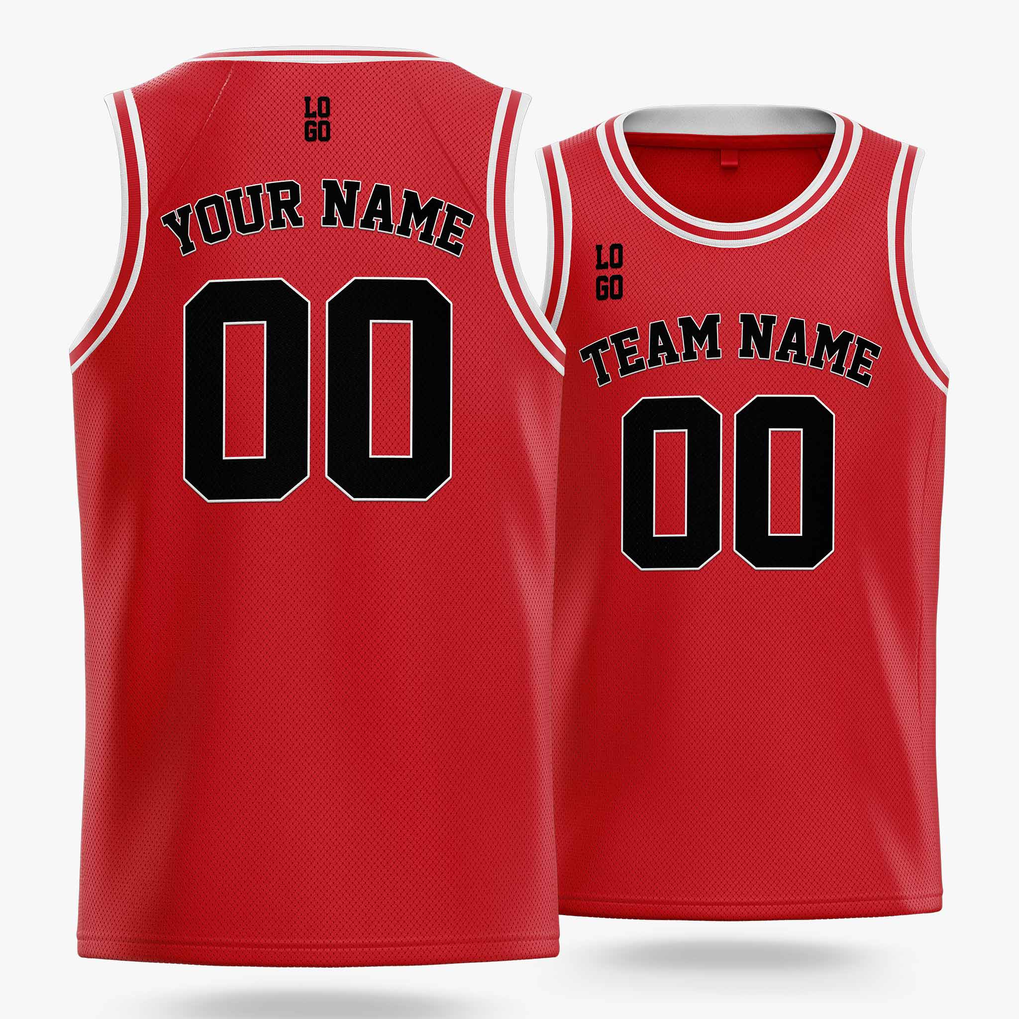 Custom Basketball Jersey Red White and Black - Design Your Own