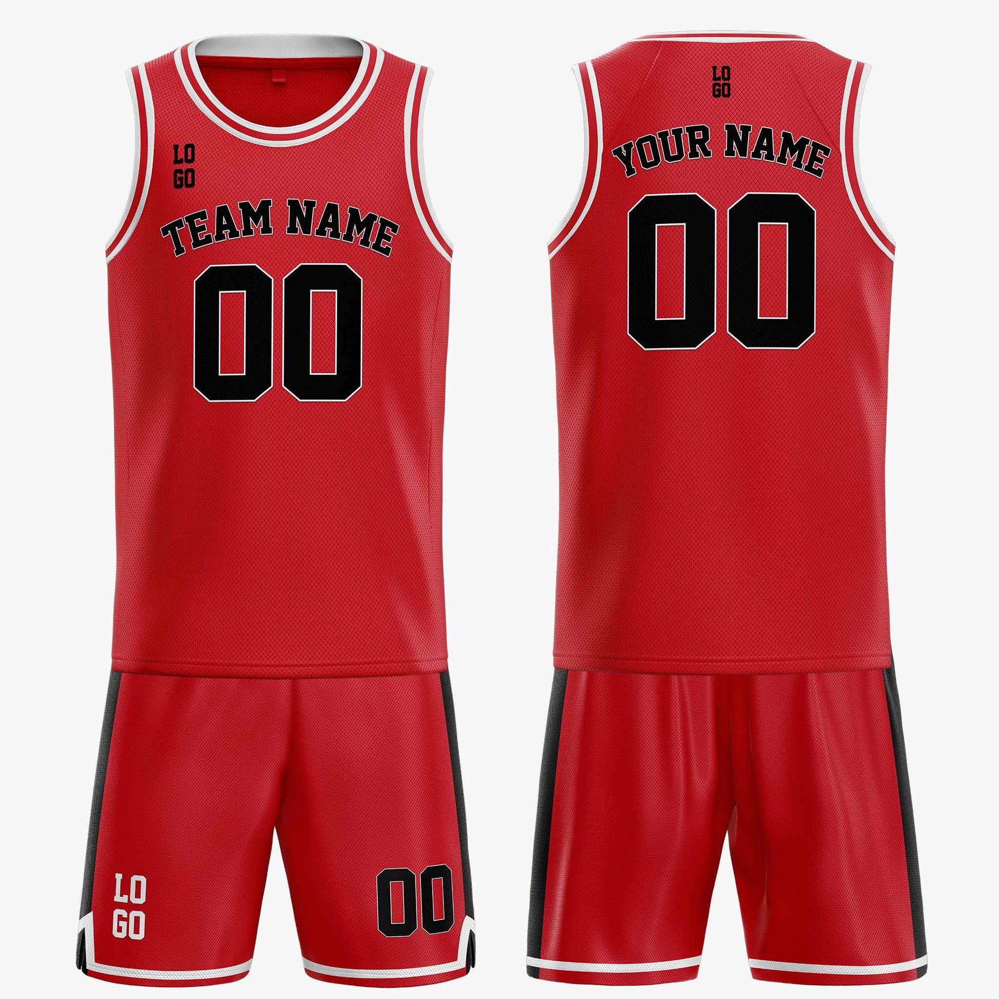 Custom Basketball Jersey Red White and Black - Design Your Own