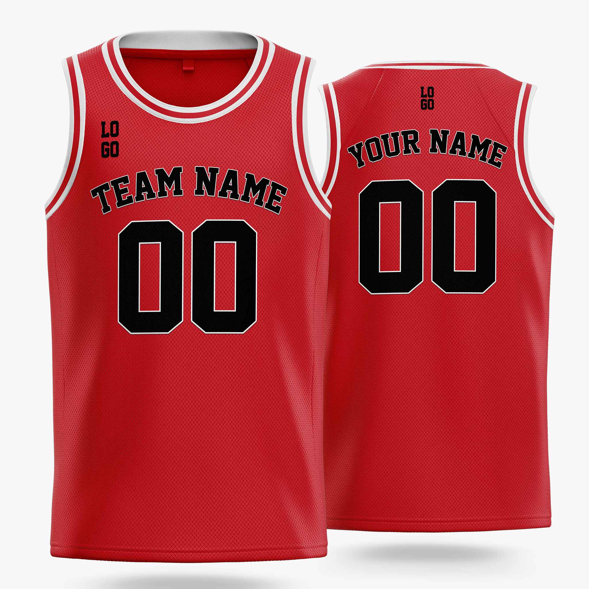 Custom Basketball Jersey Red White and Black - Design Your Own