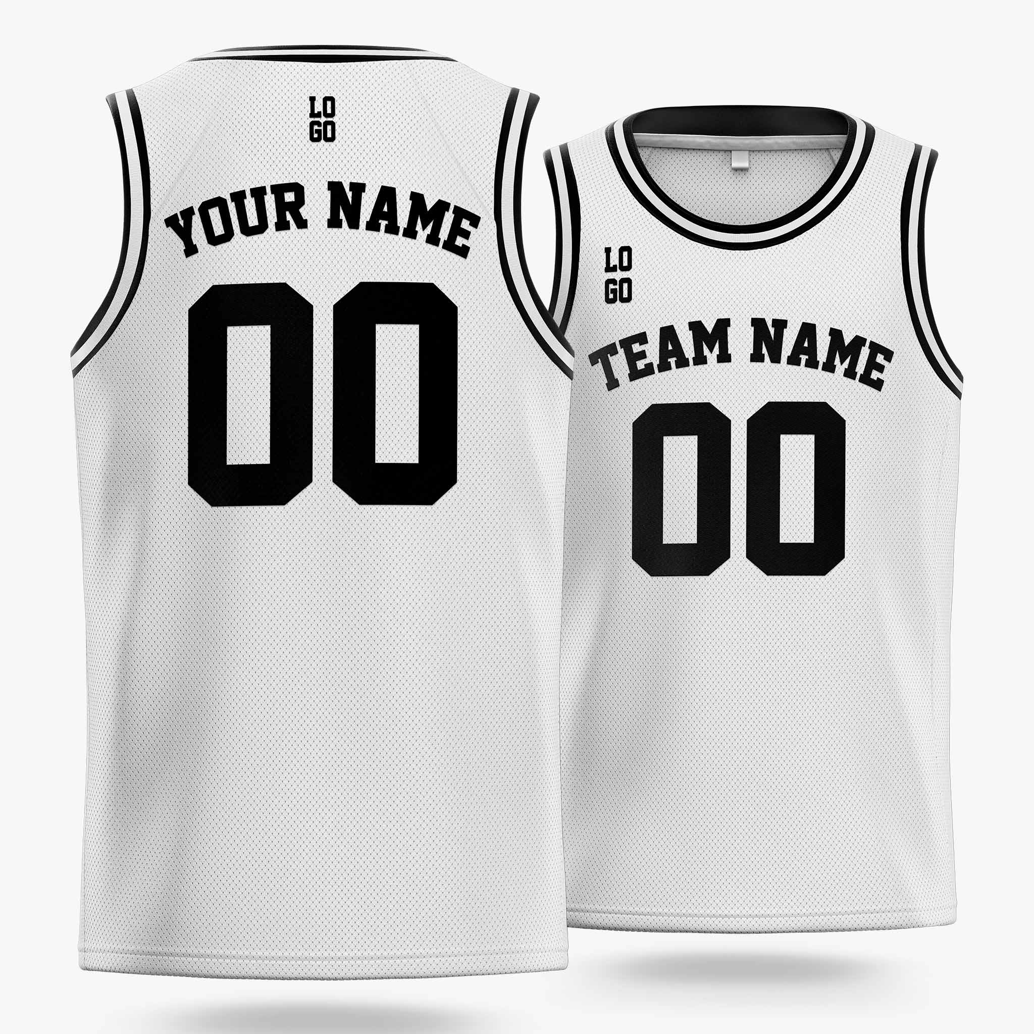 Custom Basketball Jersey White and Black - Design Your Own