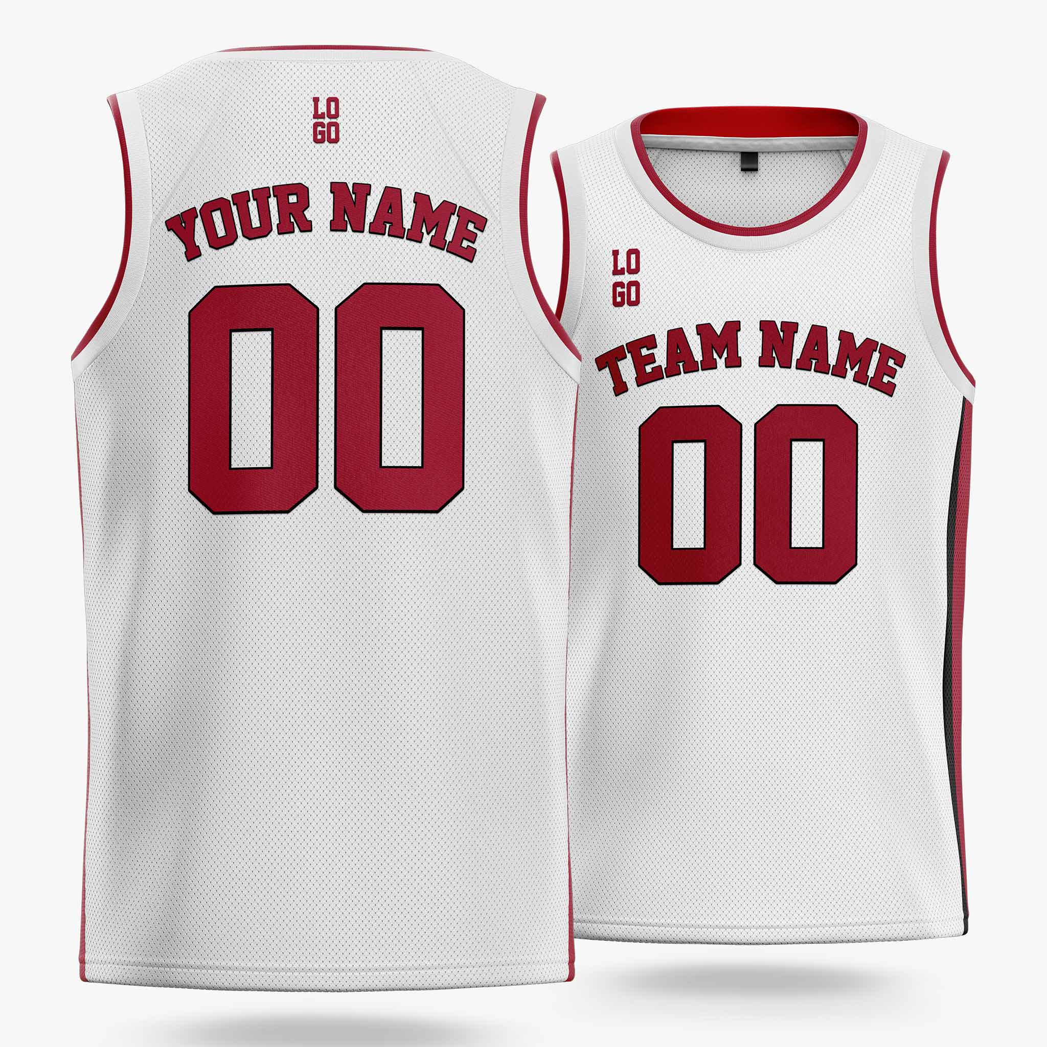 Custom Basketball Jersey White and Cardinal - Design Your Own