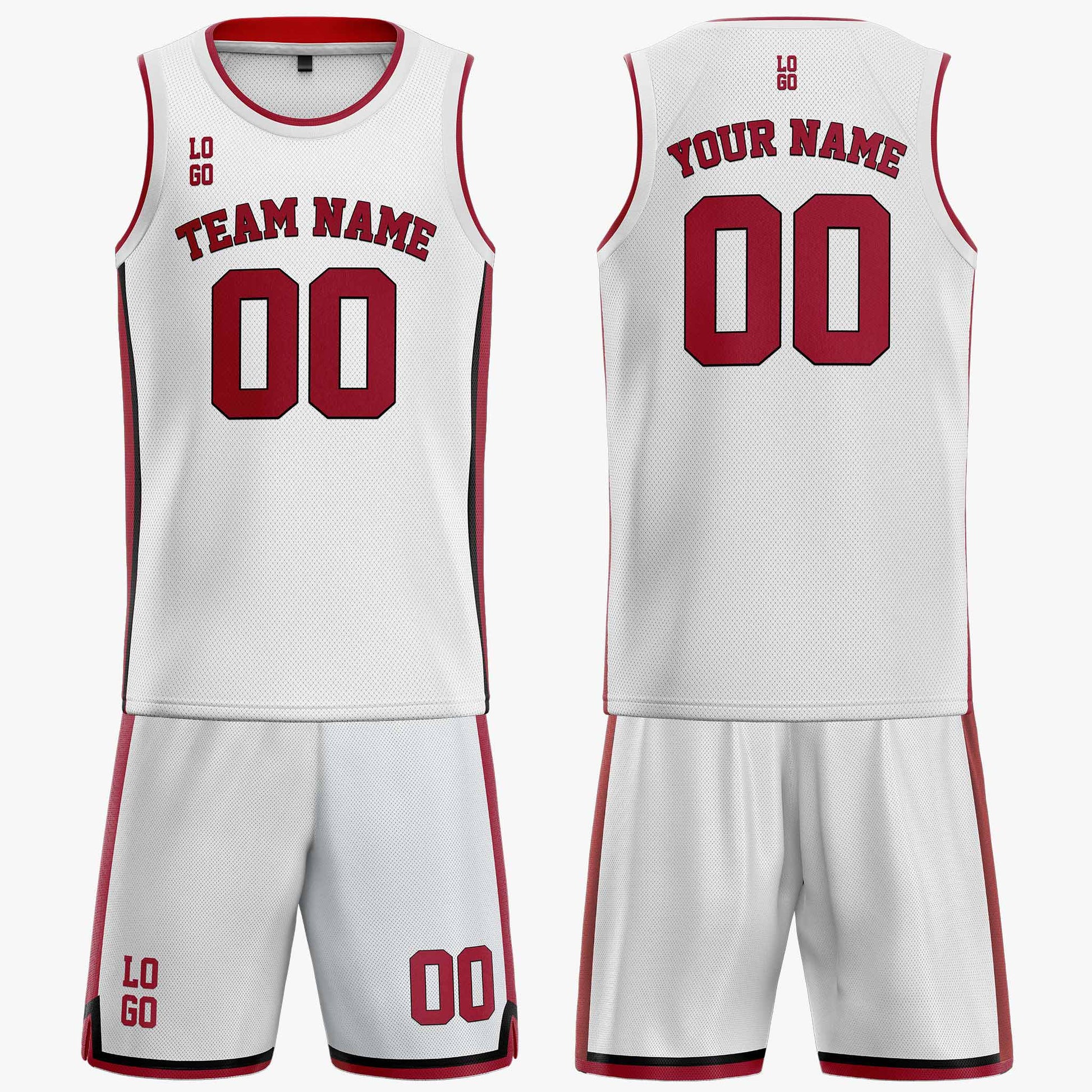 Custom Basketball Jersey White Black and Maroon - Design Your Own