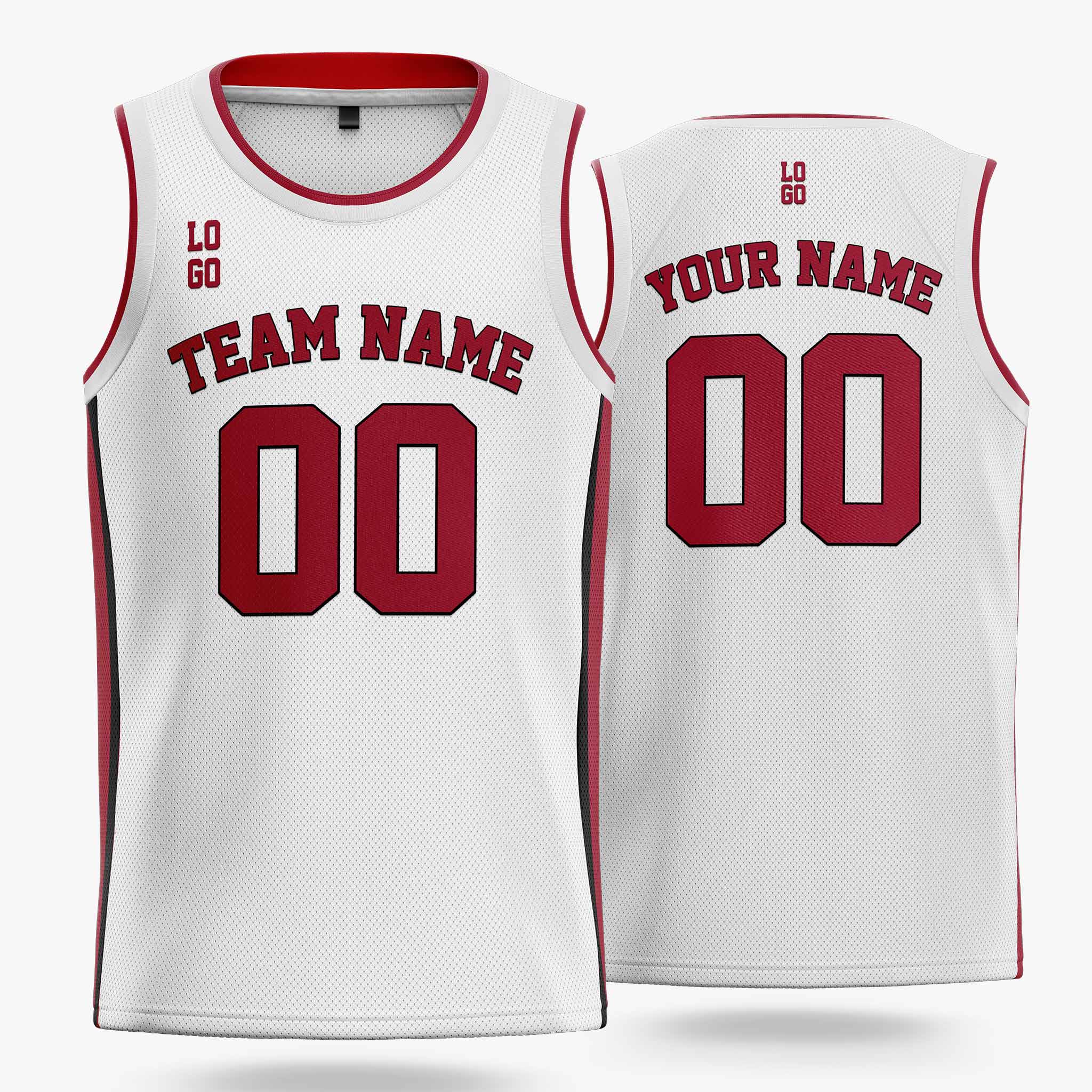 Custom Basketball Jersey White and Cardinal - Design Your Own