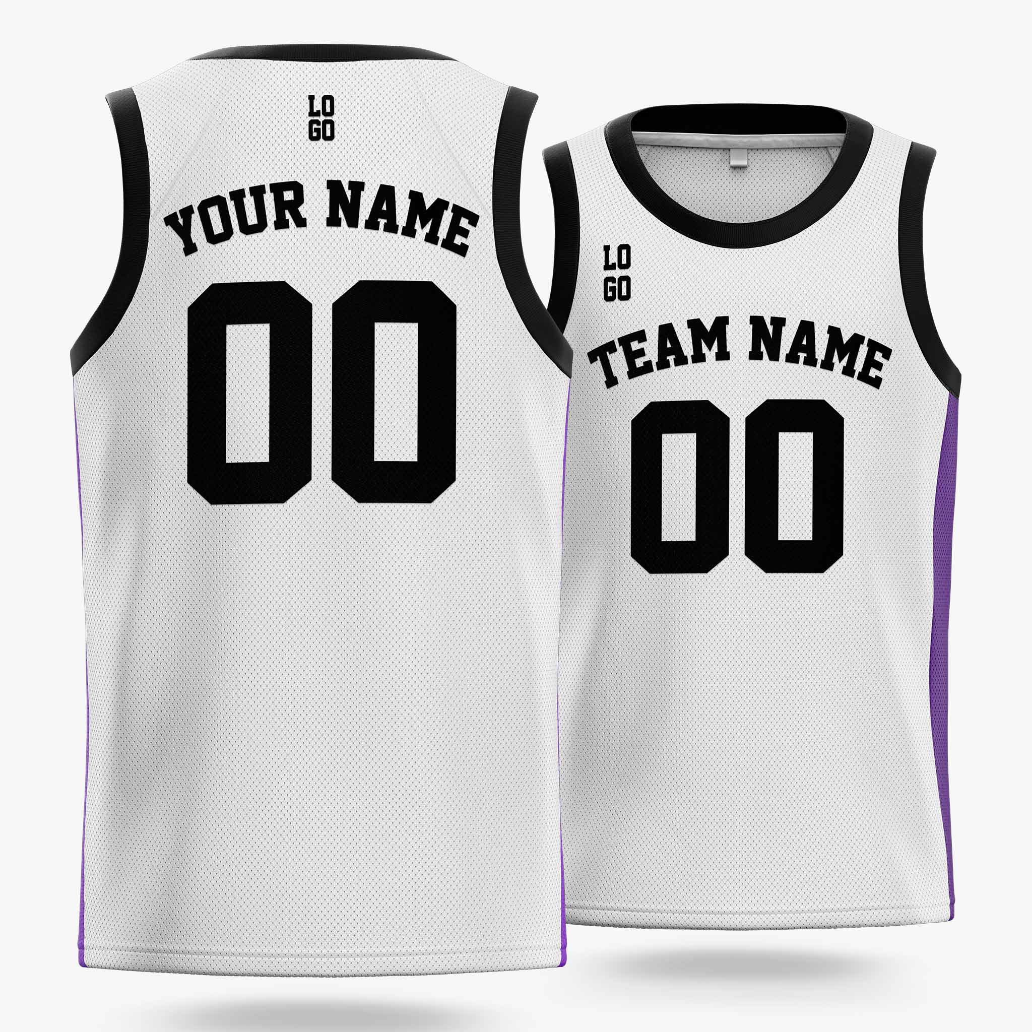 Custom Basketball Jersey White Purple and Black - Design Your Own