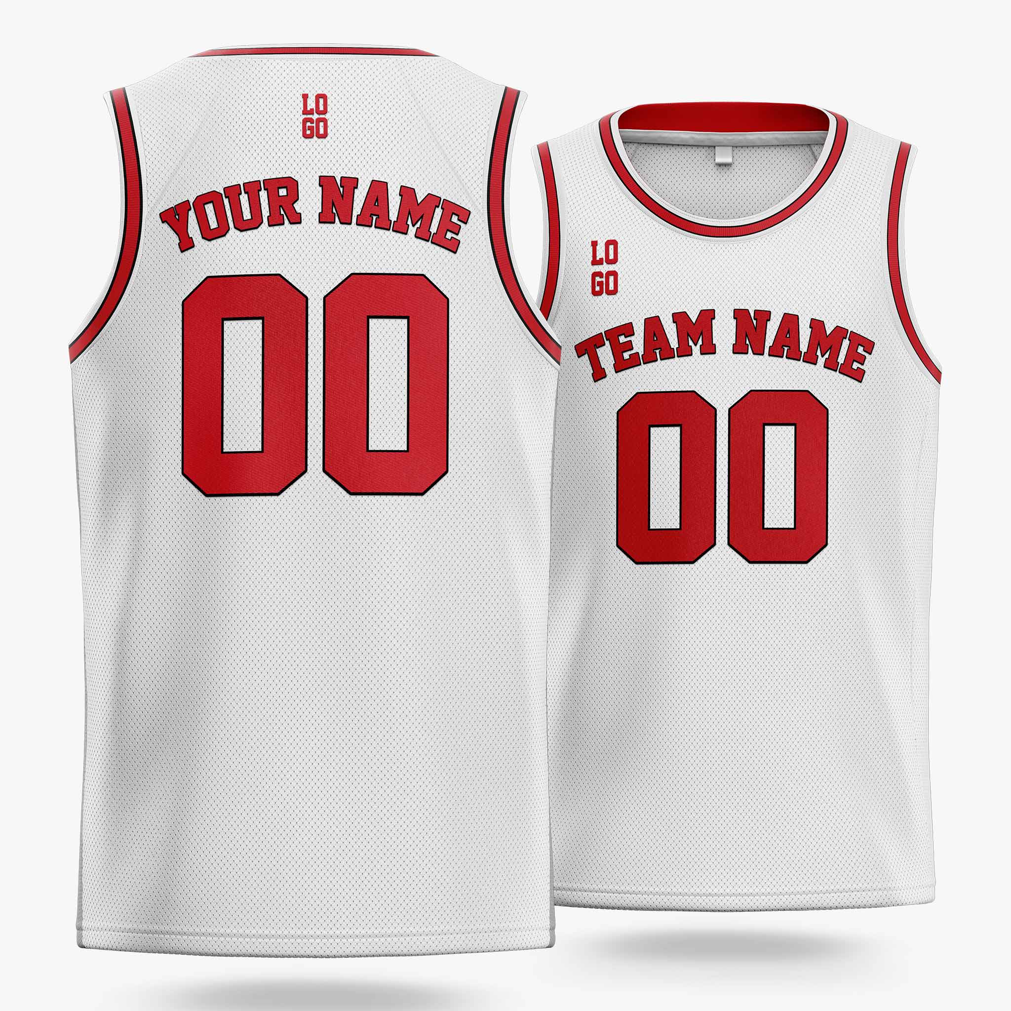 Custom Basketball Jersey White Black and Red - Design Your Own
