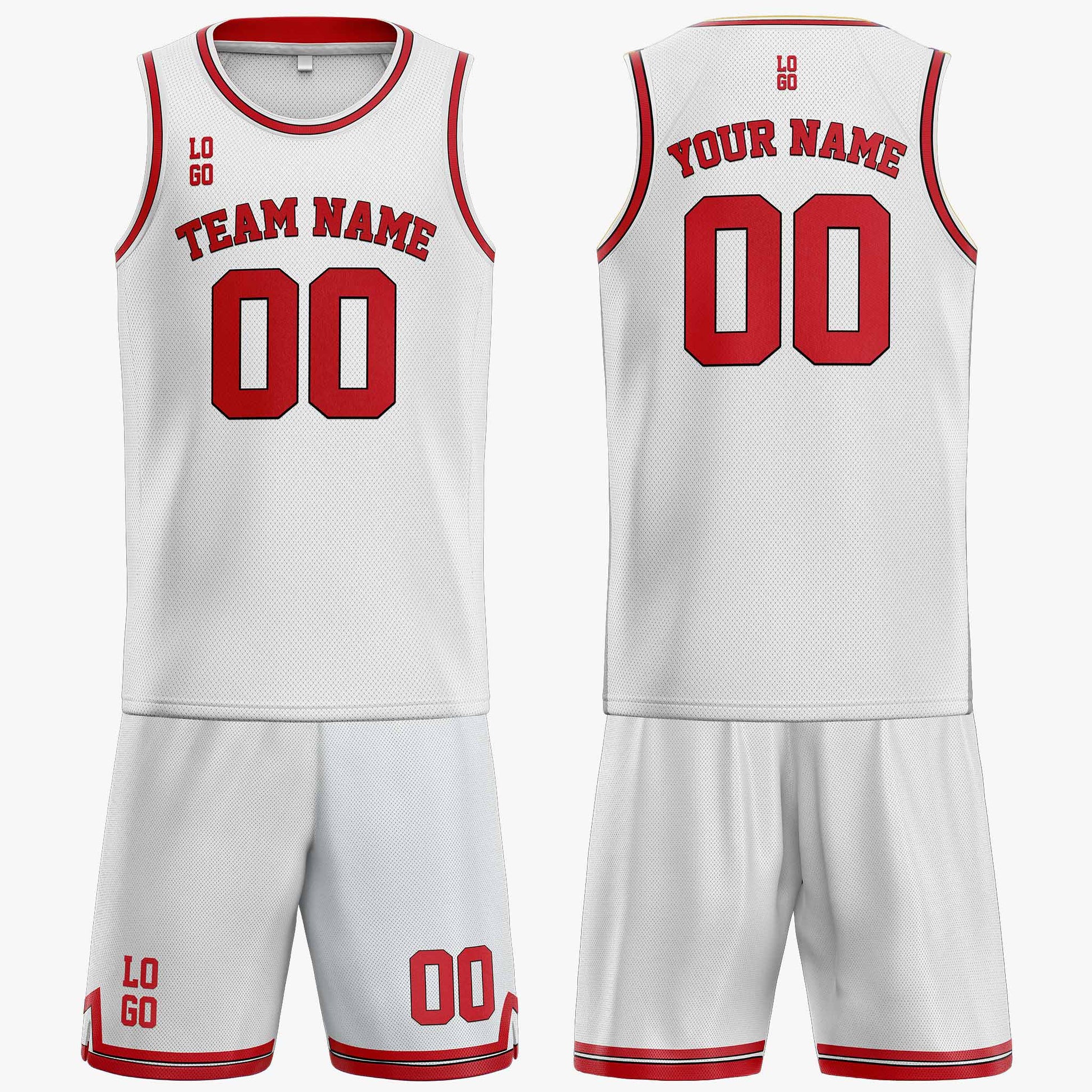 Custom Basketball Jersey White Black and Red - Design Your Own