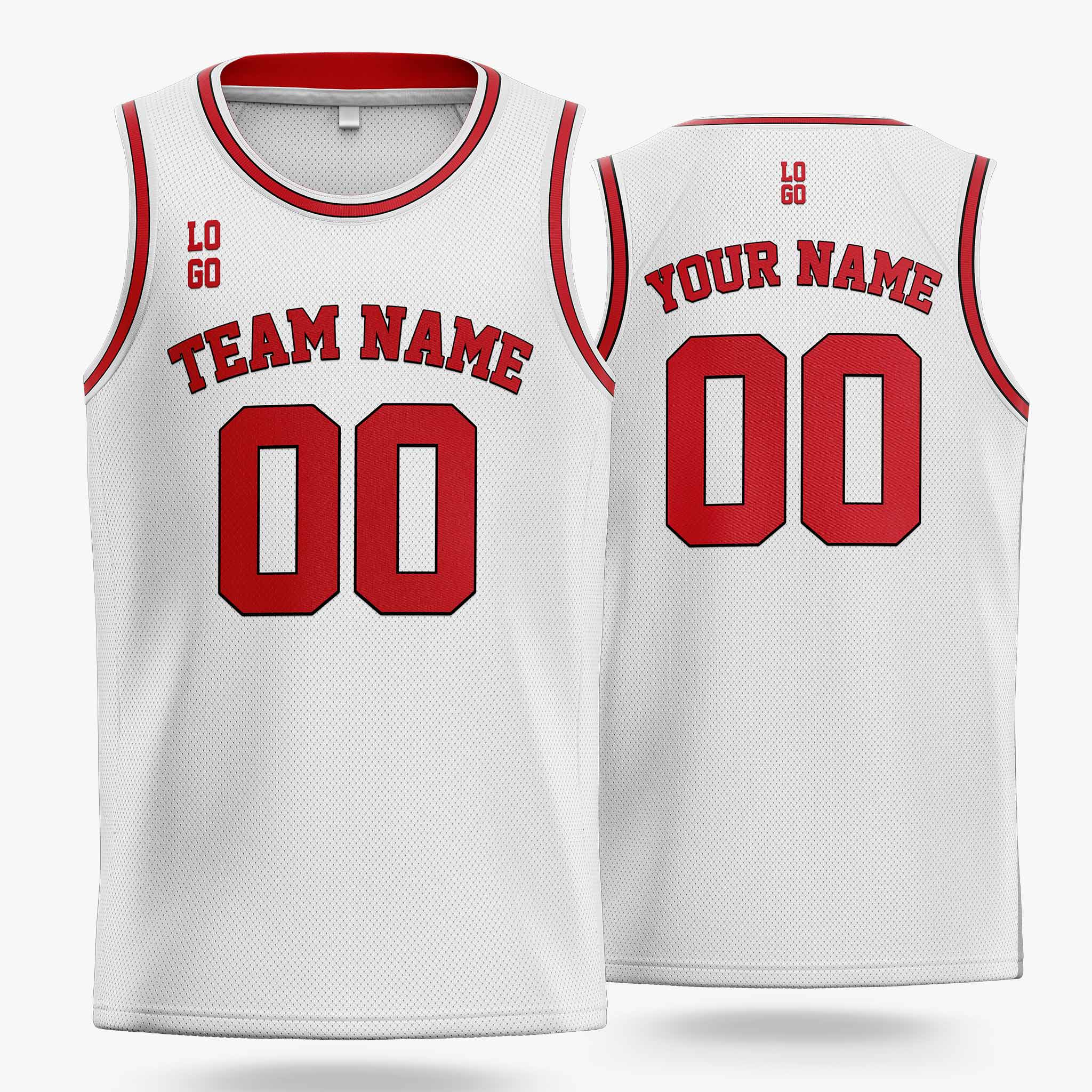 Custom Basketball Jersey White Black and Red - Design Your Own